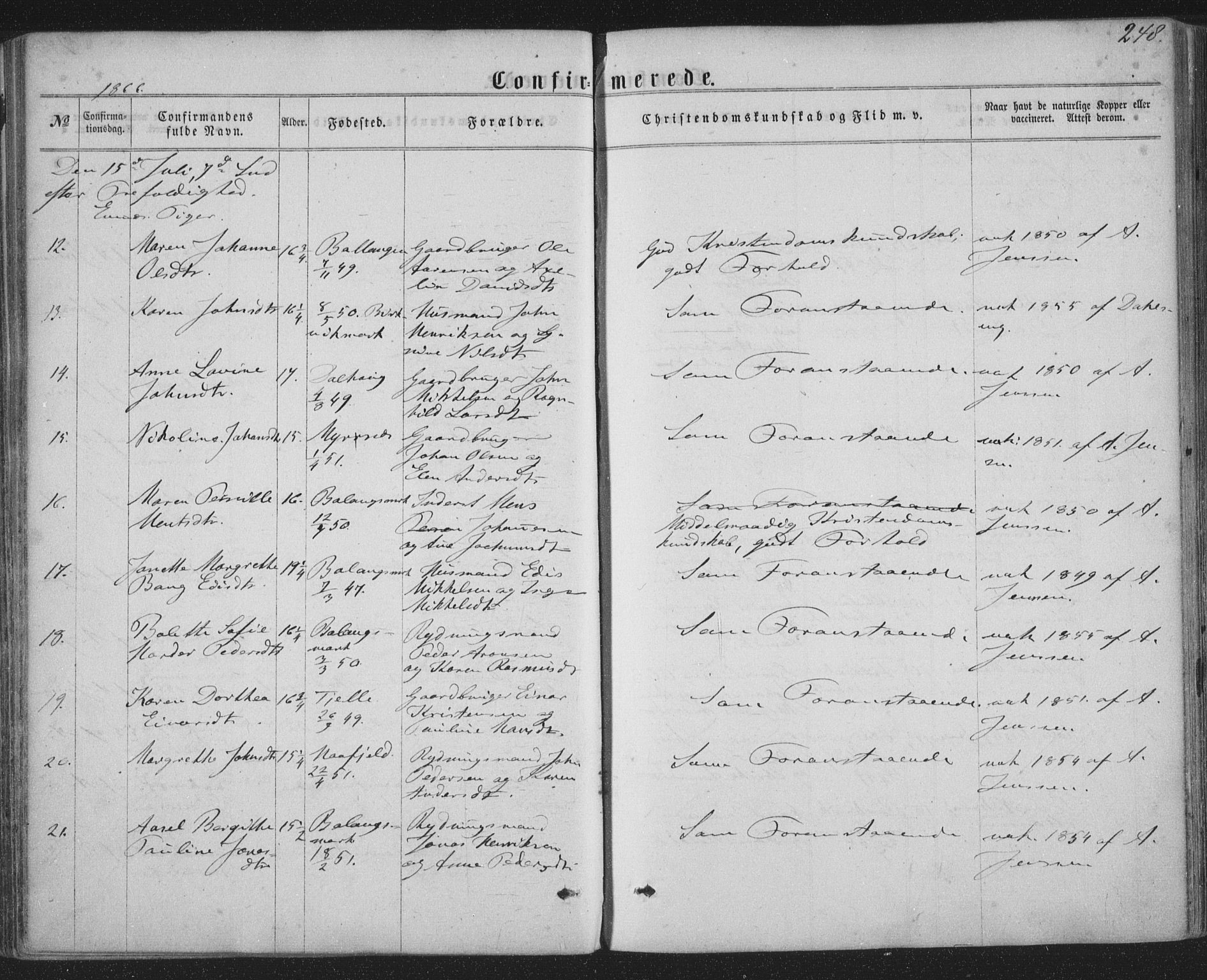 Ministerialprotokoller, klokkerbøker og fødselsregistre - Nordland, AV/SAT-A-1459/863/L0896: Parish register (official) no. 863A08, 1861-1871, p. 248