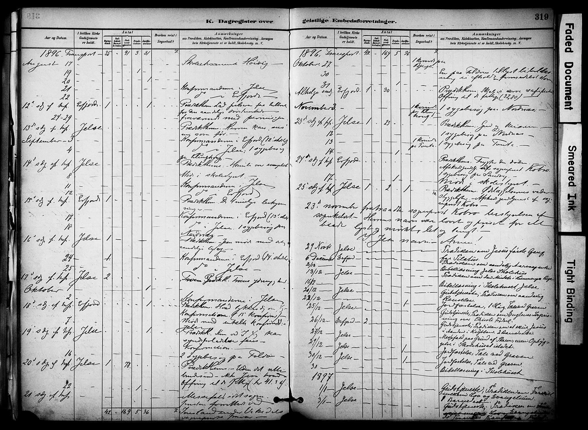 Jelsa sokneprestkontor, AV/SAST-A-101842/01/IV: Parish register (official) no. A 10, 1884-1906, p. 319