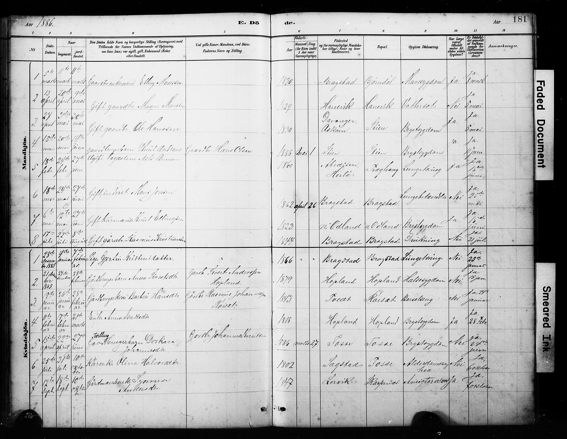 Alversund Sokneprestembete, SAB/A-73901/H/Ha/Hab: Parish register (copy) no. C 3, 1881-1894, p. 181