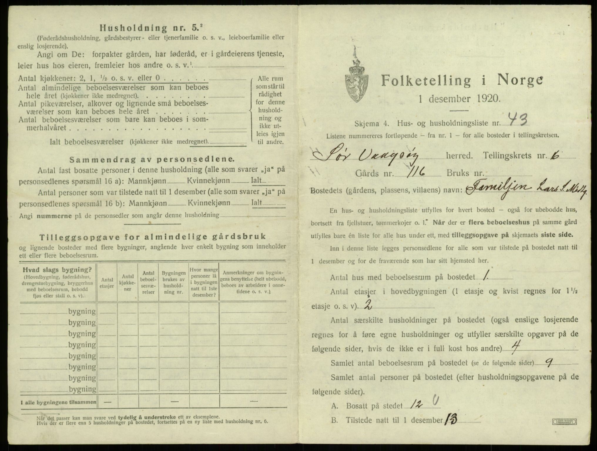 SAB, 1920 census for Sør-Vågsøy, 1920, p. 462