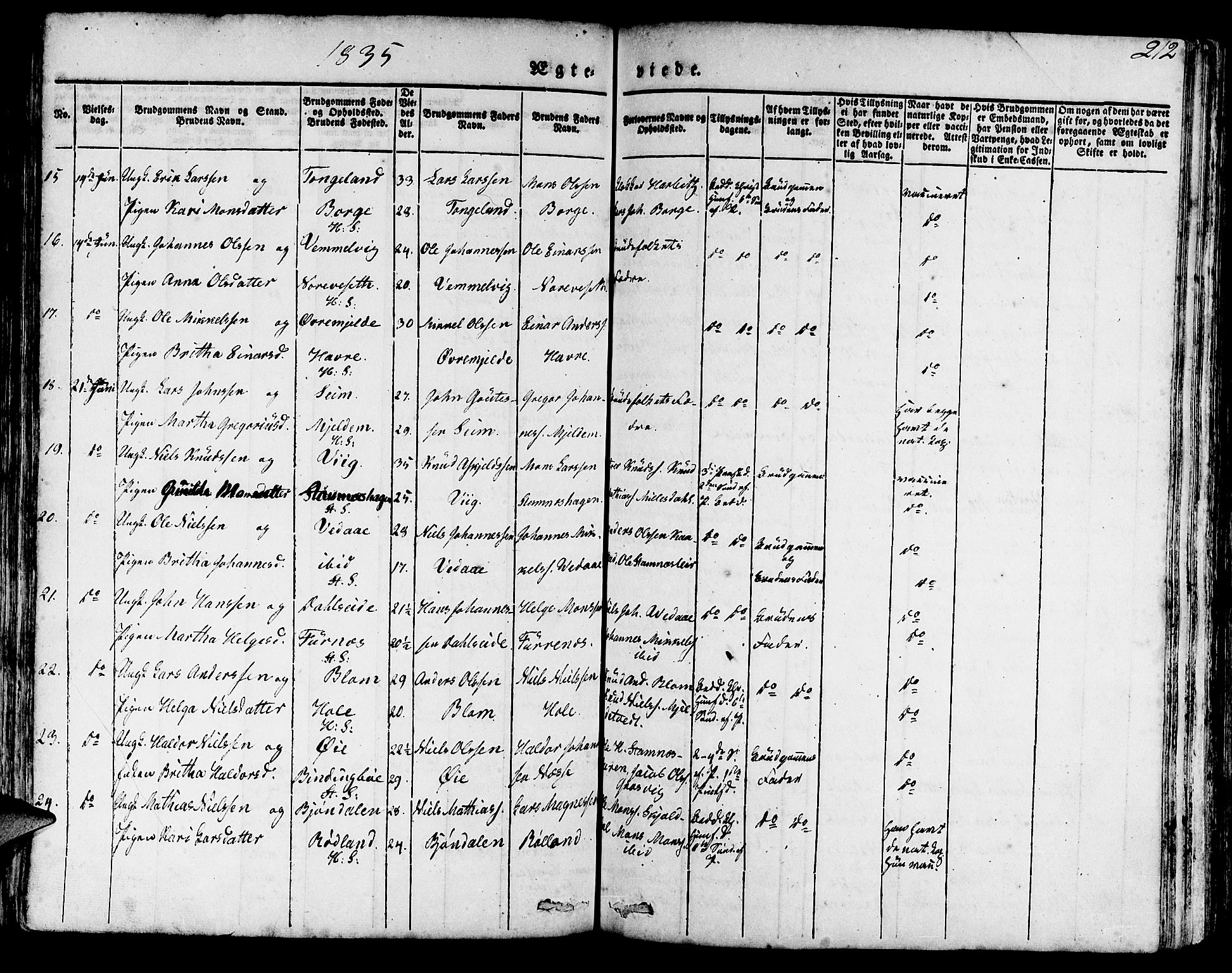 Haus sokneprestembete, AV/SAB-A-75601/H/Haa: Parish register (official) no. A 14, 1827-1838, p. 212