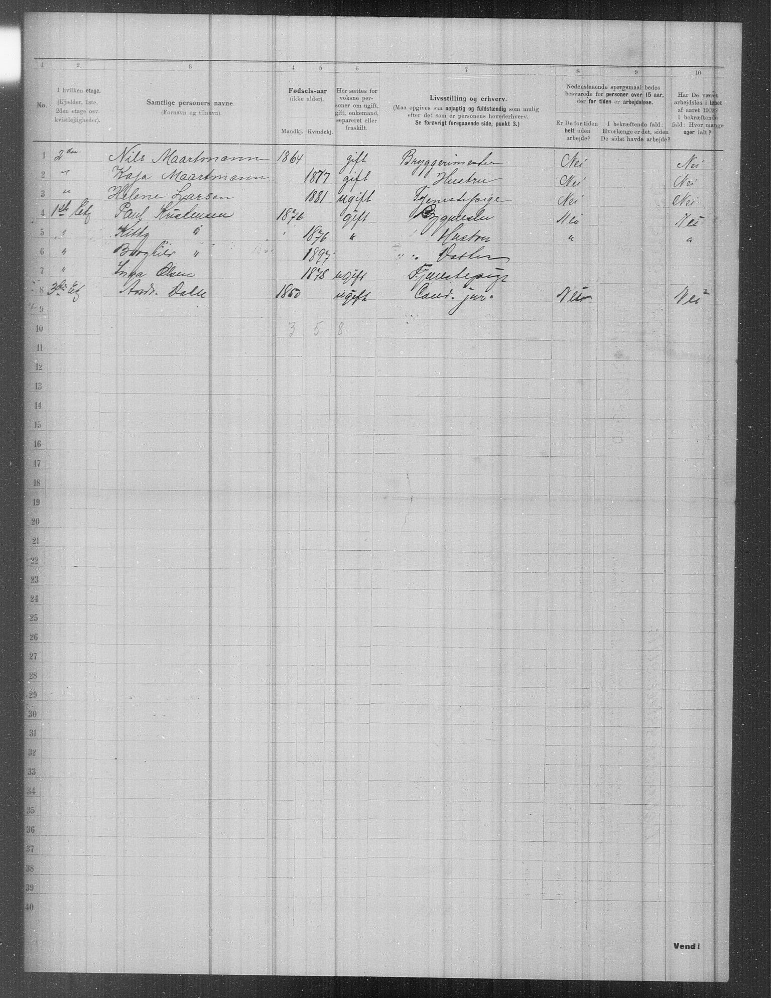 OBA, Municipal Census 1902 for Kristiania, 1902, p. 957