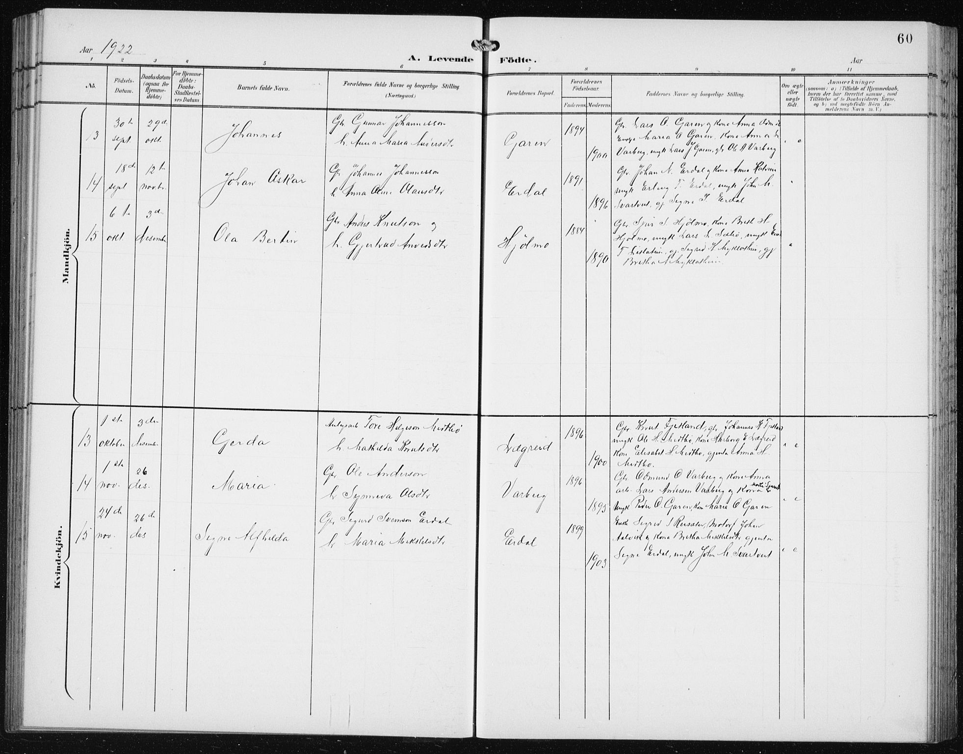 Ullensvang sokneprestembete, SAB/A-78701/H/Hab: Parish register (copy) no. C  3, 1899-1932, p. 60