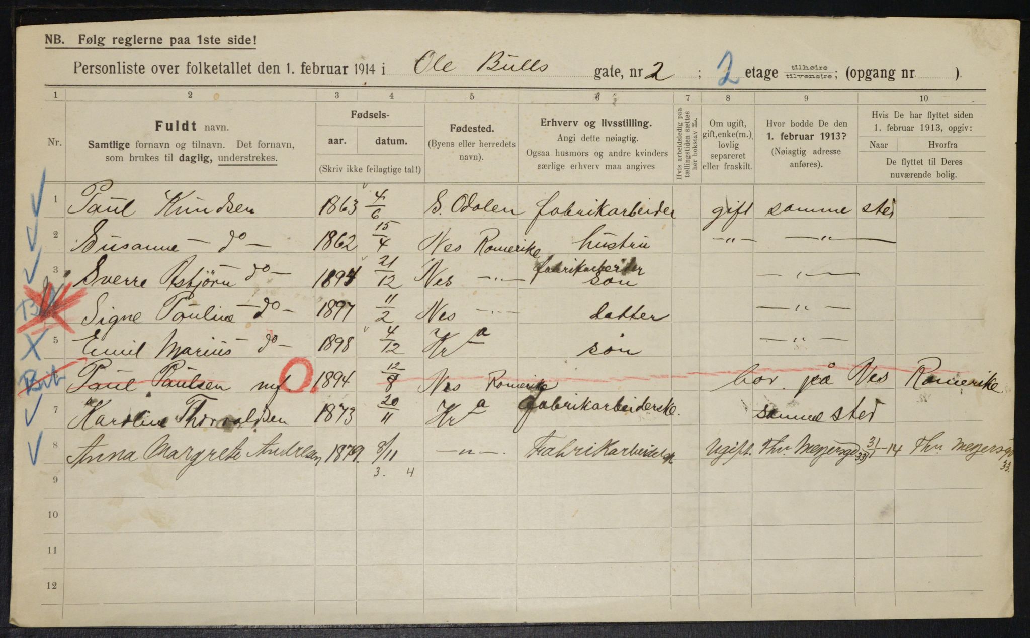 OBA, Municipal Census 1914 for Kristiania, 1914, p. 75457