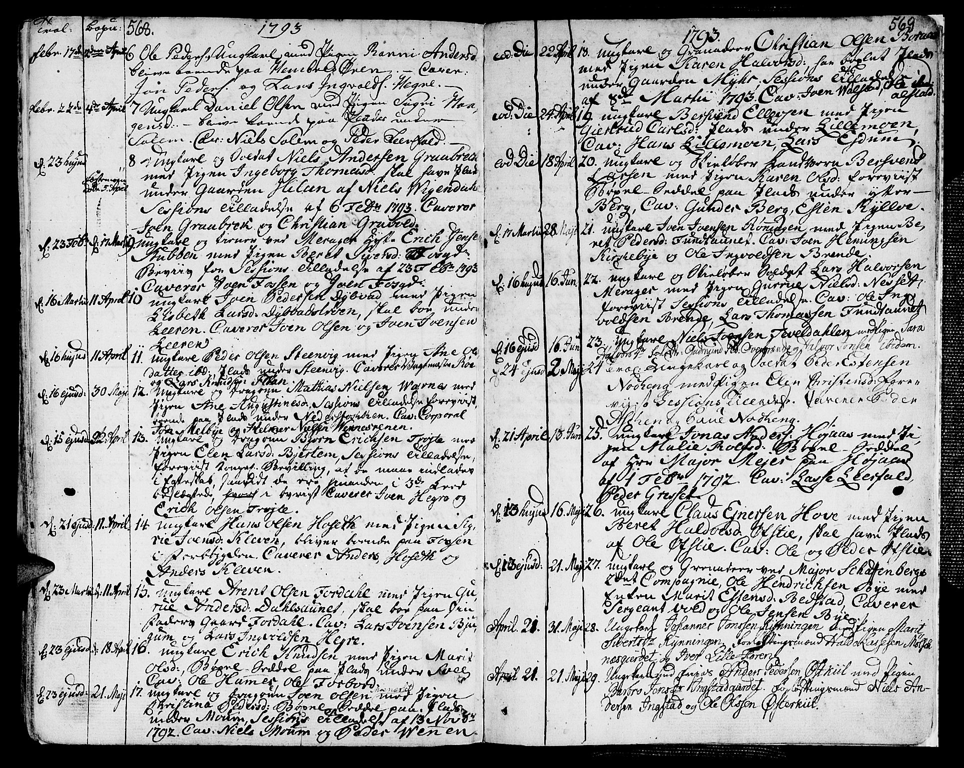 Ministerialprotokoller, klokkerbøker og fødselsregistre - Nord-Trøndelag, SAT/A-1458/709/L0059: Parish register (official) no. 709A06, 1781-1797, p. 568-569