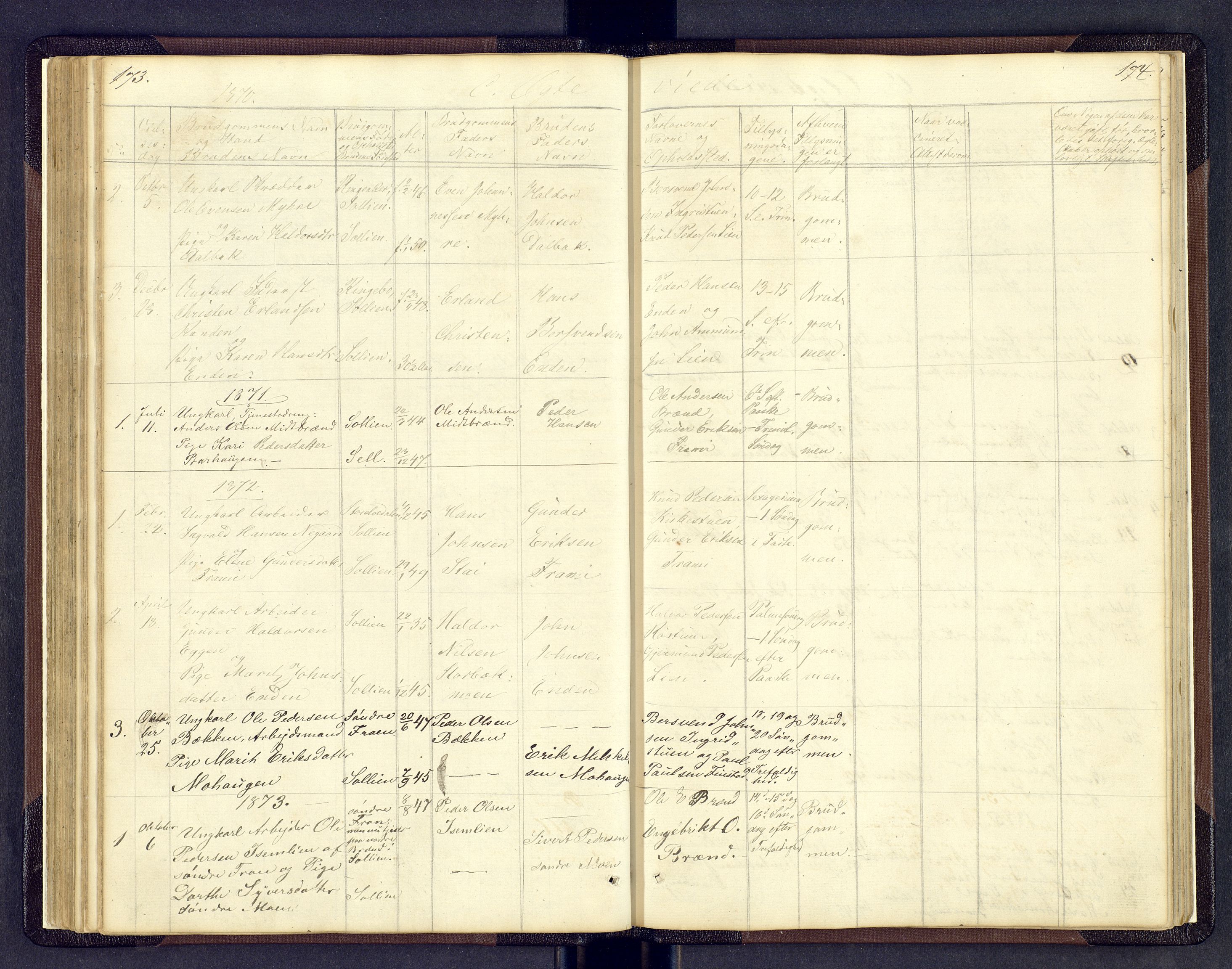 Sollia prestekontor, AV/SAH-PREST-050/H/Ha/Hab/L0001: Parish register (copy) no. 1, 1862-1879, p. 173-174