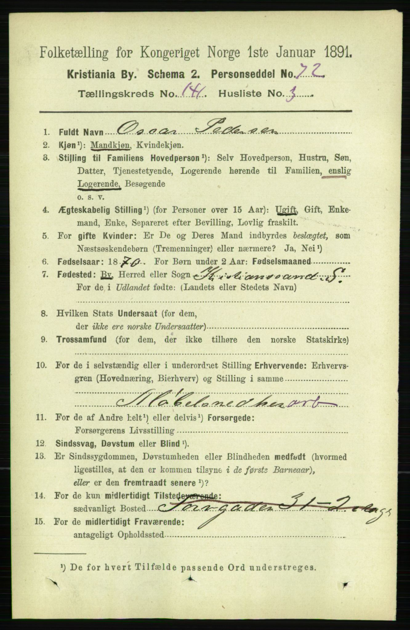 RA, 1891 census for 0301 Kristiania, 1891, p. 78151