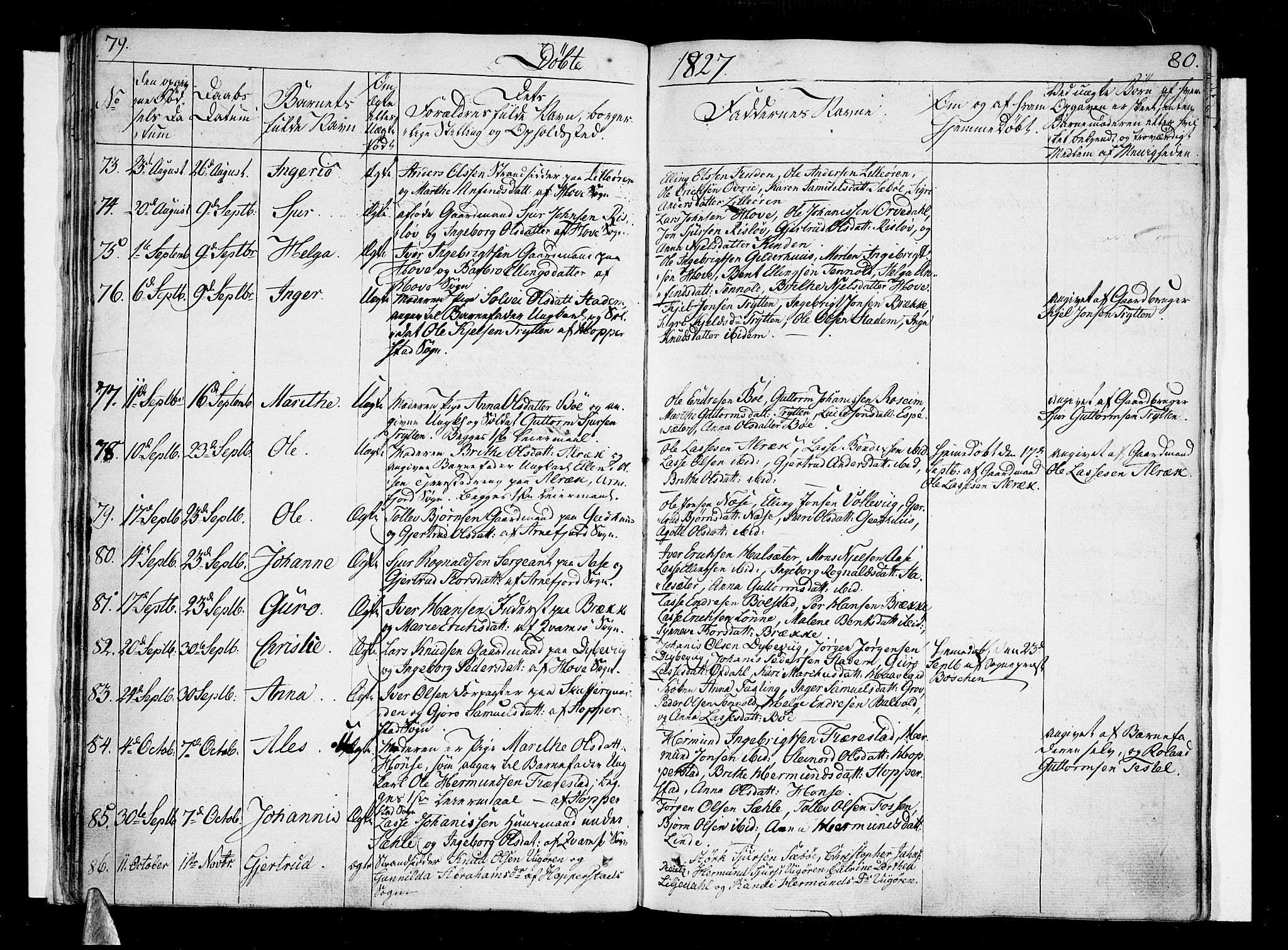 Vik sokneprestembete, SAB/A-81501: Parish register (official) no. A 6, 1821-1831, p. 79-80