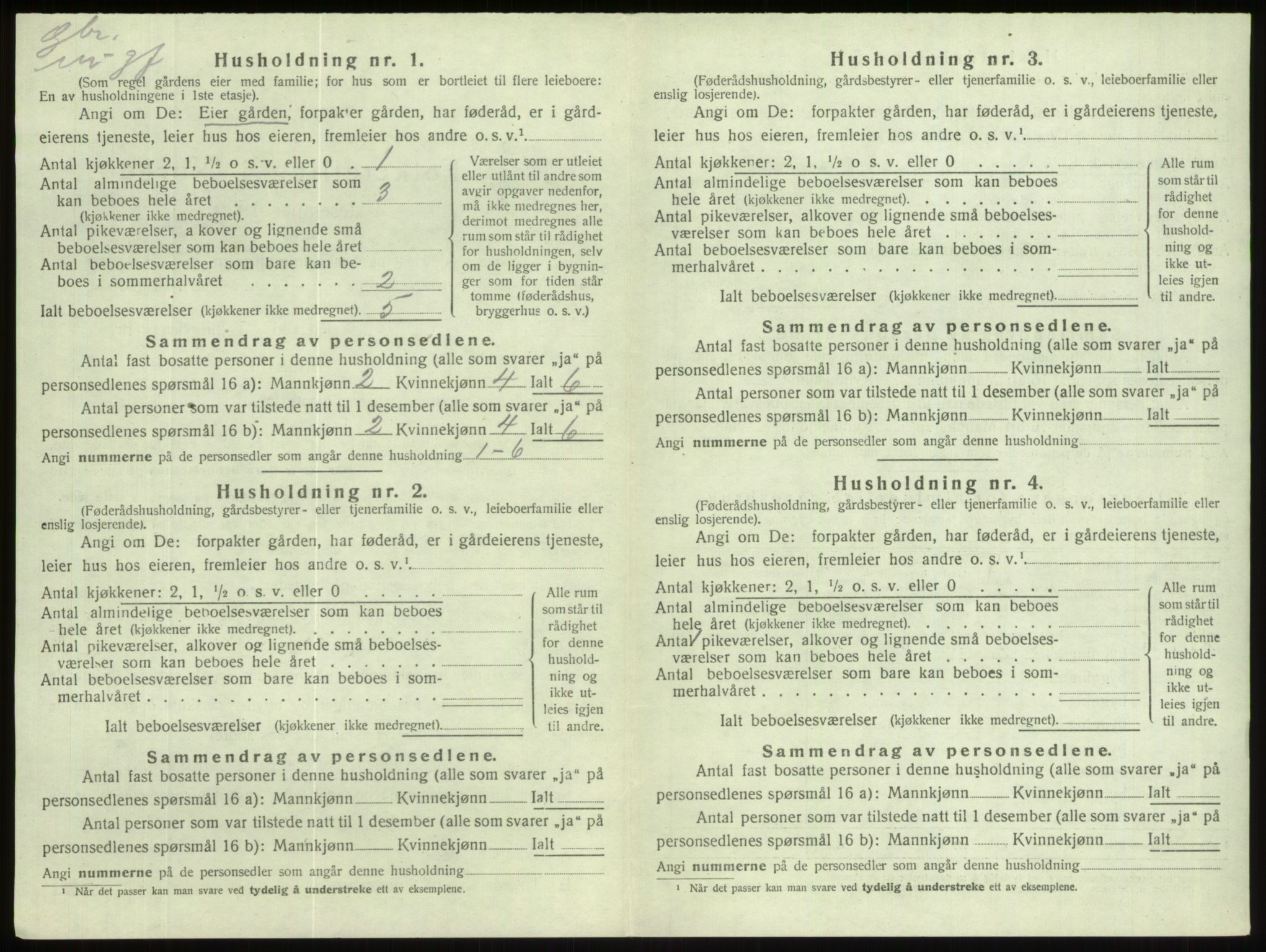 SAB, 1920 census for Gloppen, 1920, p. 836