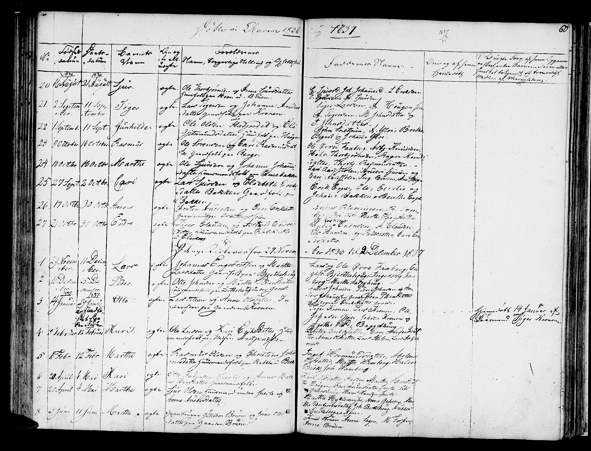 Jostedal sokneprestembete, AV/SAB-A-80601/H/Haa/Haaa/L0003: Parish register (official) no. A 3, 1807-1837, p. 60