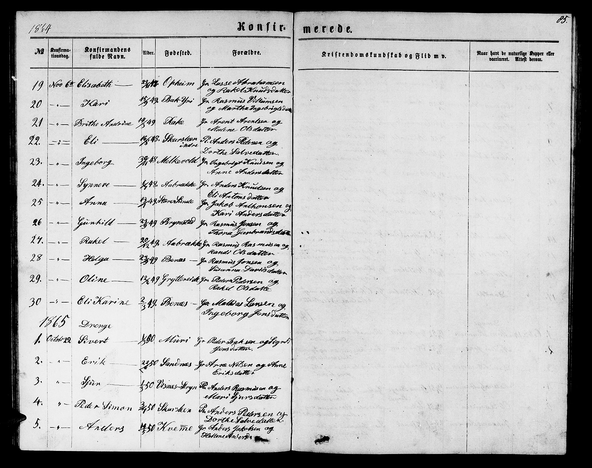 Innvik sokneprestembete, SAB/A-80501: Parish register (copy) no. B 2, 1864-1885, p. 85