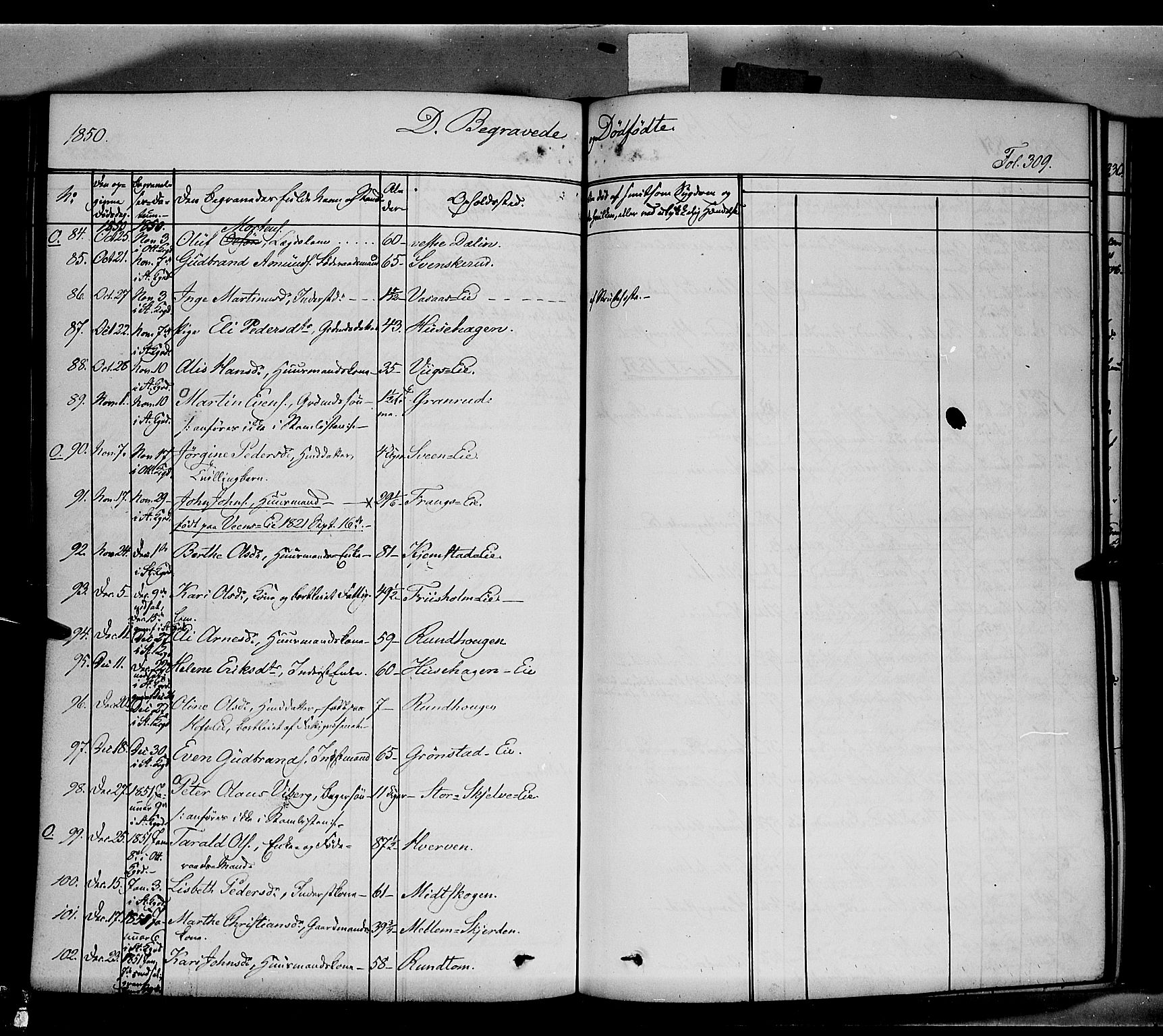 Stange prestekontor, SAH/PREST-002/K/L0011: Parish register (official) no. 11, 1846-1852, p. 309