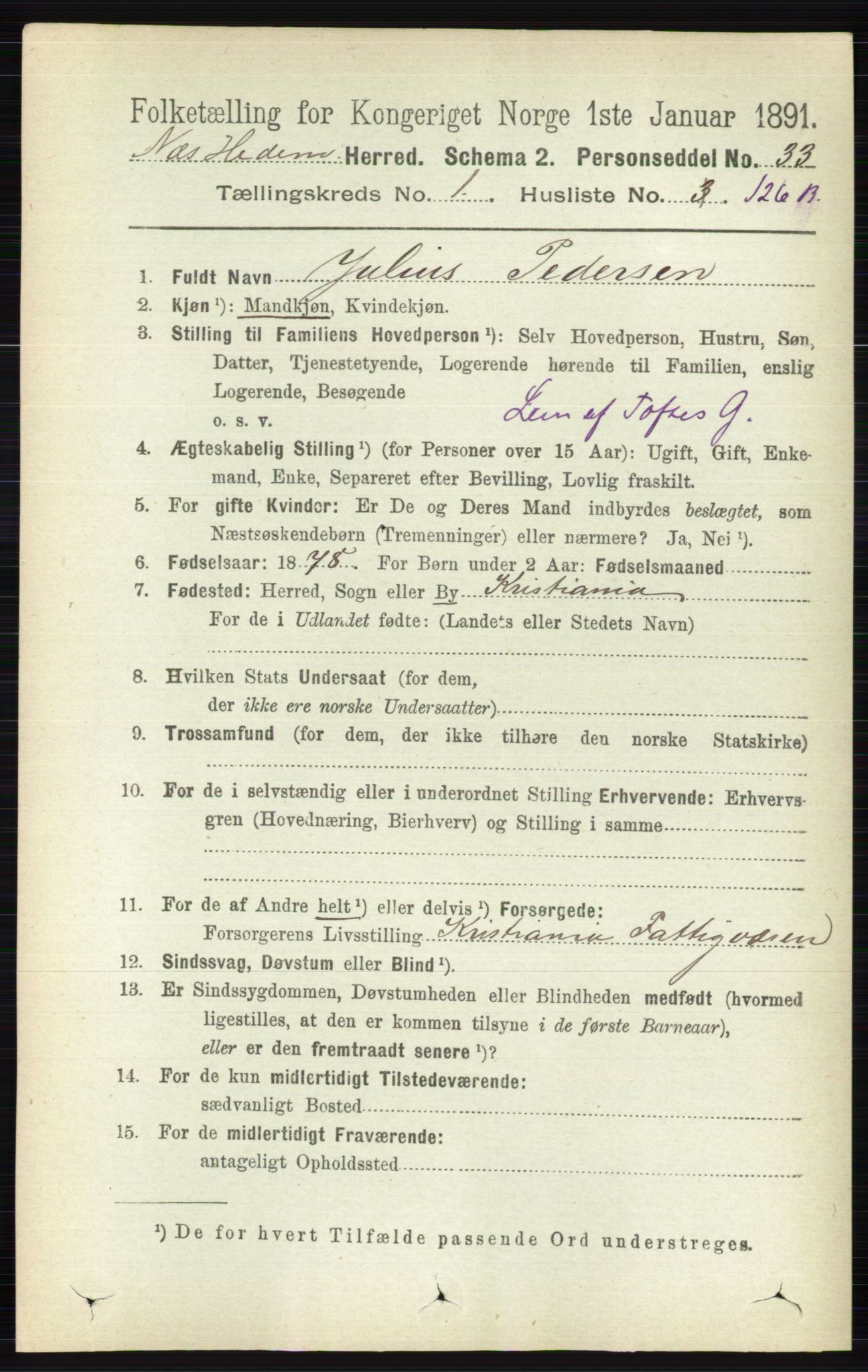 RA, 1891 census for 0411 Nes, 1891, p. 940
