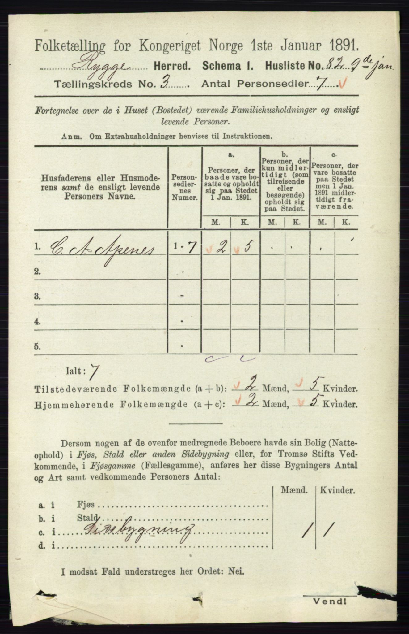 RA, 1891 census for 0136 Rygge, 1891, p. 1665