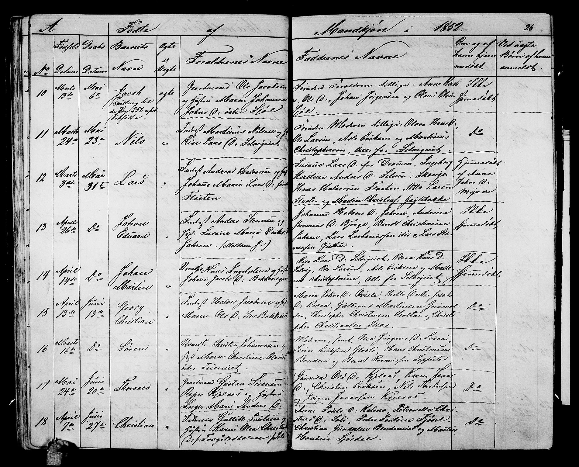 Sande Kirkebøker, AV/SAKO-A-53/G/Ga/L0002: Parish register (copy) no. 2, 1847-1863, p. 26