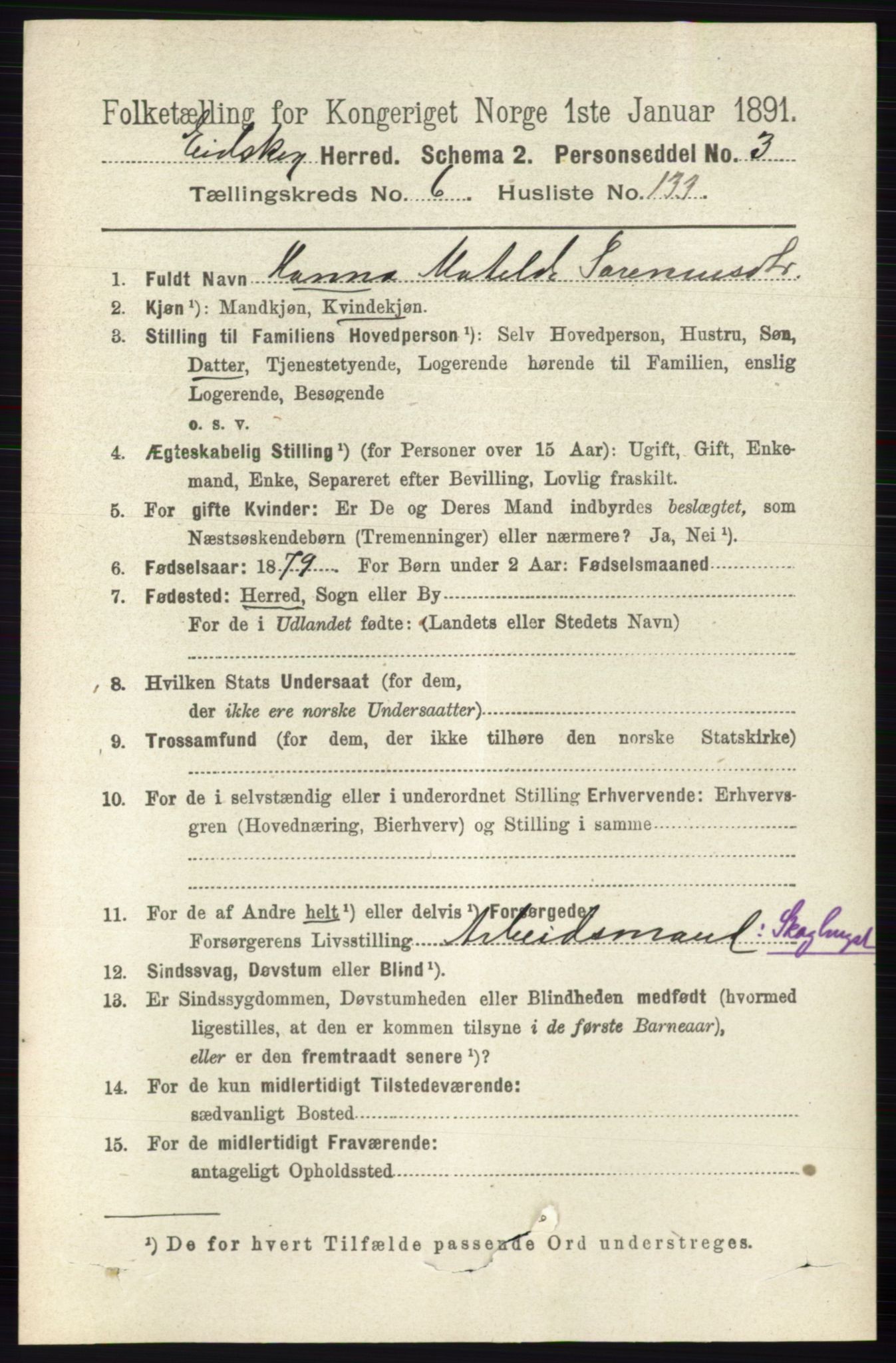 RA, 1891 census for 0420 Eidskog, 1891, p. 3545