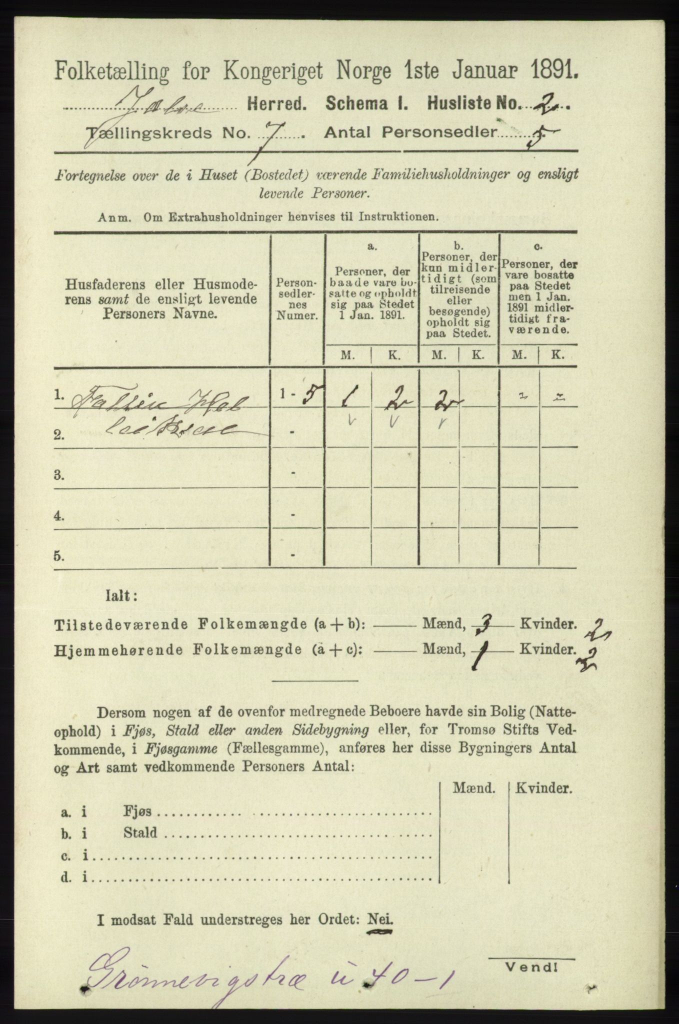 RA, 1891 census for 1138 Jelsa, 1891, p. 1497