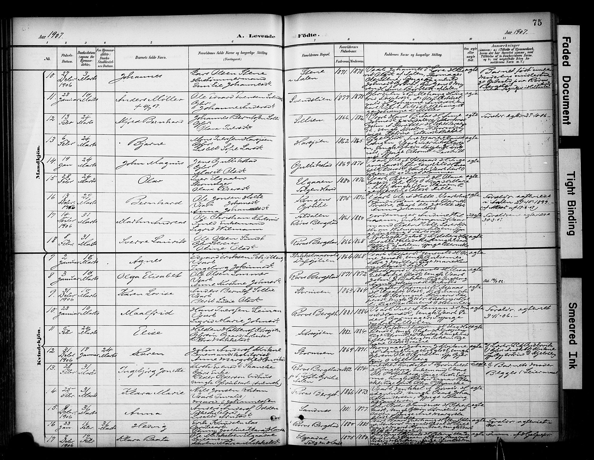 Ministerialprotokoller, klokkerbøker og fødselsregistre - Sør-Trøndelag, AV/SAT-A-1456/681/L0936: Parish register (official) no. 681A14, 1899-1908, p. 75