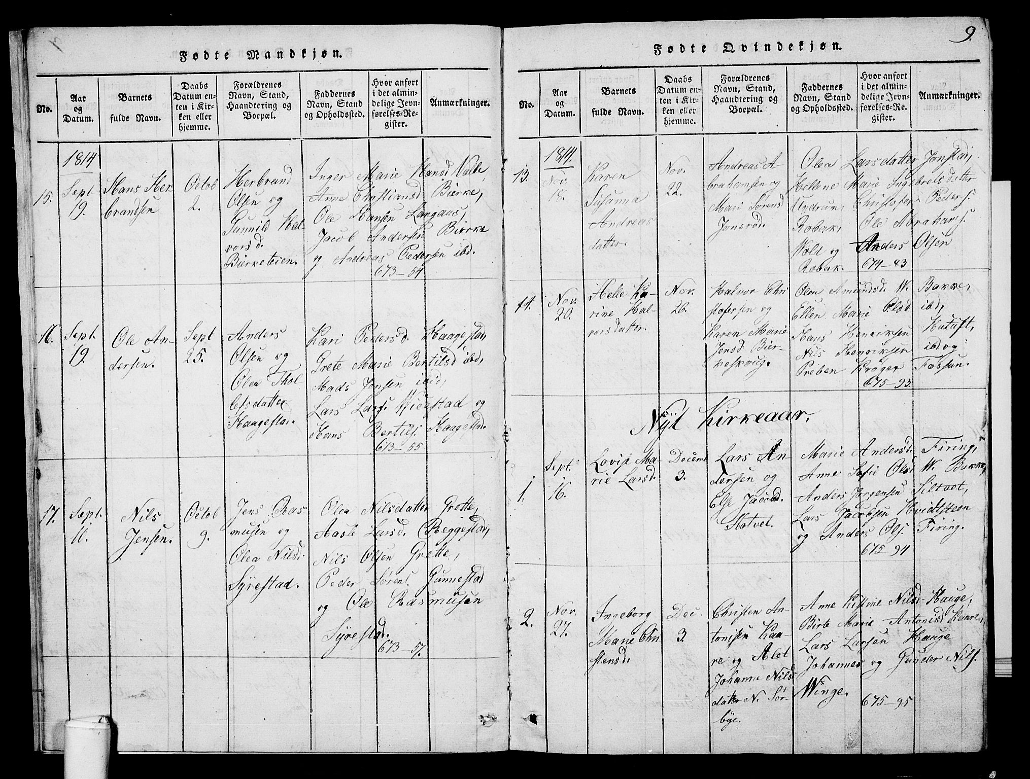 Våle kirkebøker, SAKO/A-334/G/Ga/L0001: Parish register (copy) no. I 1, 1814-1824, p. 8-9