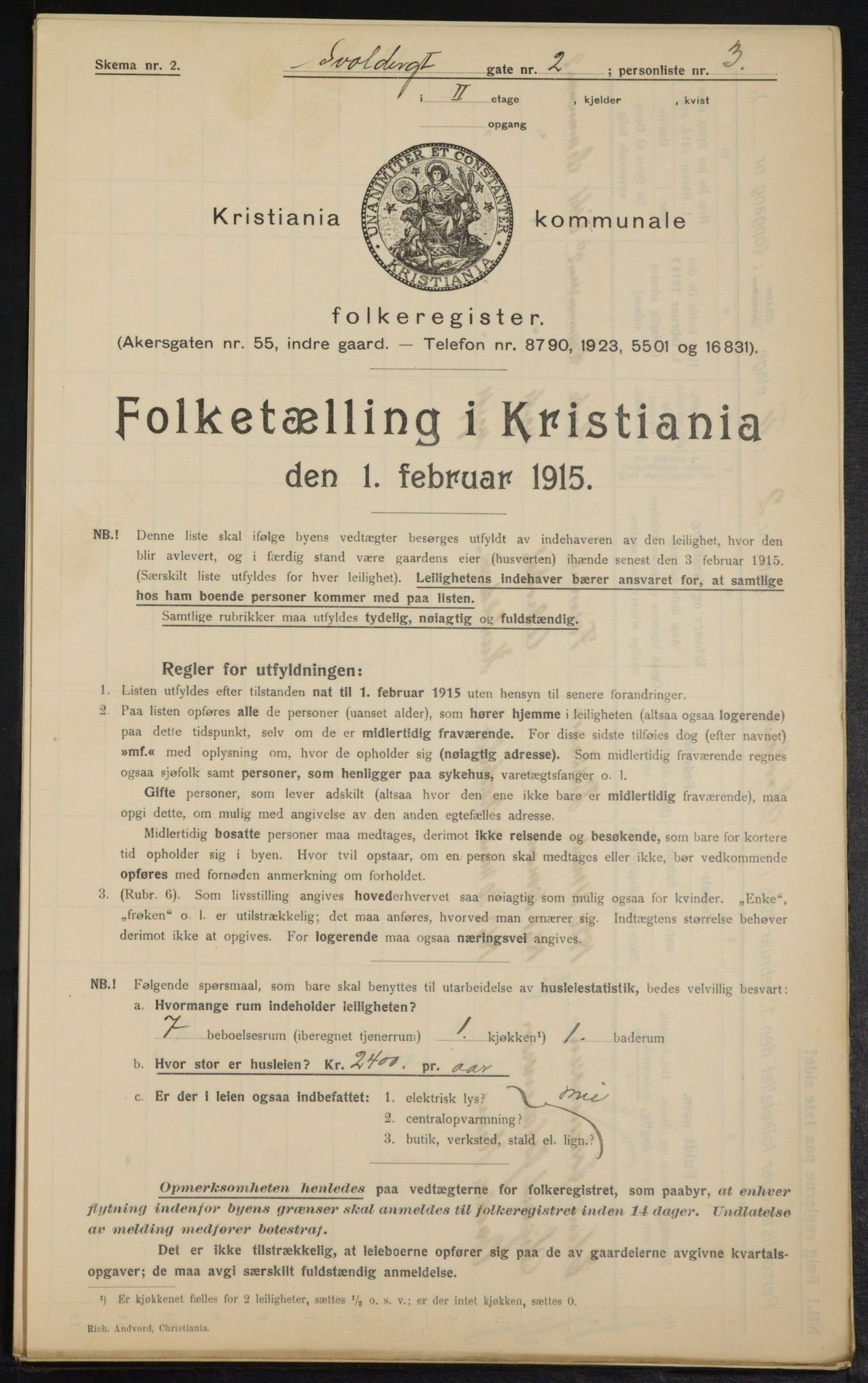 OBA, Municipal Census 1915 for Kristiania, 1915, p. 106491