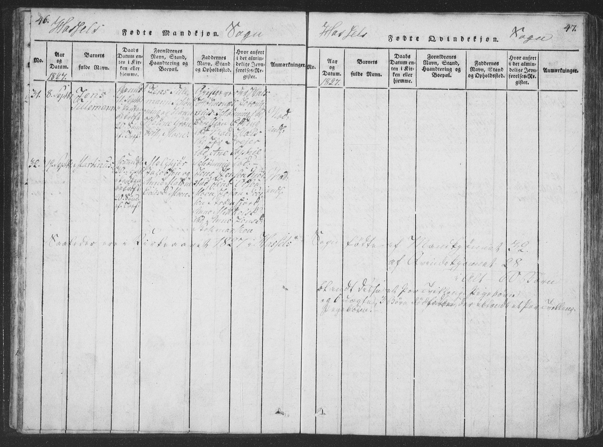 Ministerialprotokoller, klokkerbøker og fødselsregistre - Nordland, SAT/A-1459/888/L1262: Parish register (copy) no. 888C01, 1820-1836, p. 46-47