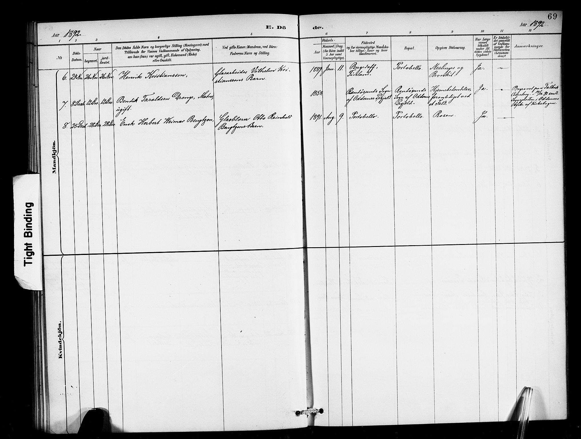 Den norske sjømannsmisjon i utlandet/Skotske havner (Leith, Glasgow), SAB/SAB/PA-0100/H/Ha/Haa/L0003: Parish register (official) no. A 3, 1887-1898, p. 69