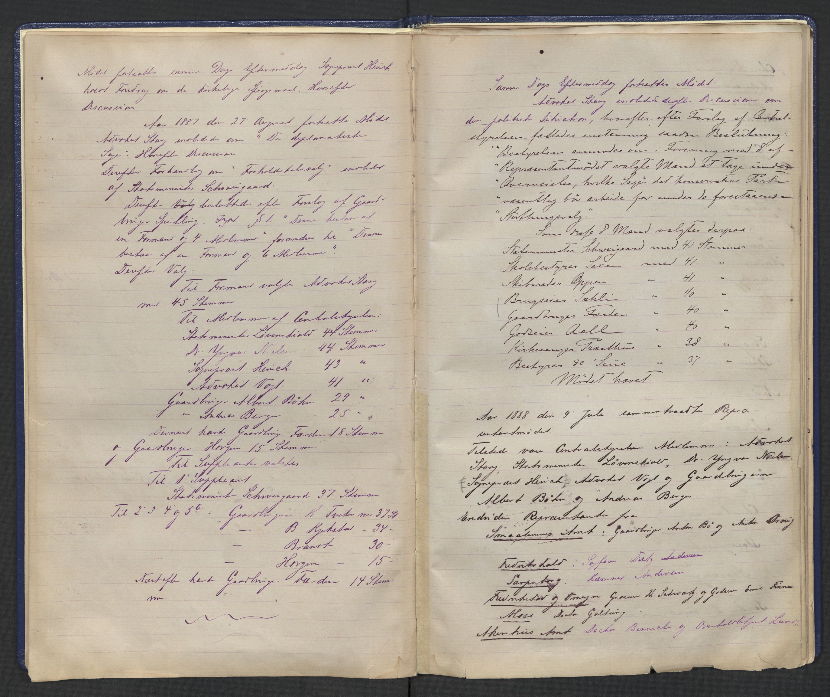 Høyres Hovedorganisasjon, AV/RA-PA-0583/1/A/Aa/L0001: De konservative foreningers centralstyre. Referatprotokoll, 1884-1897, p. 13