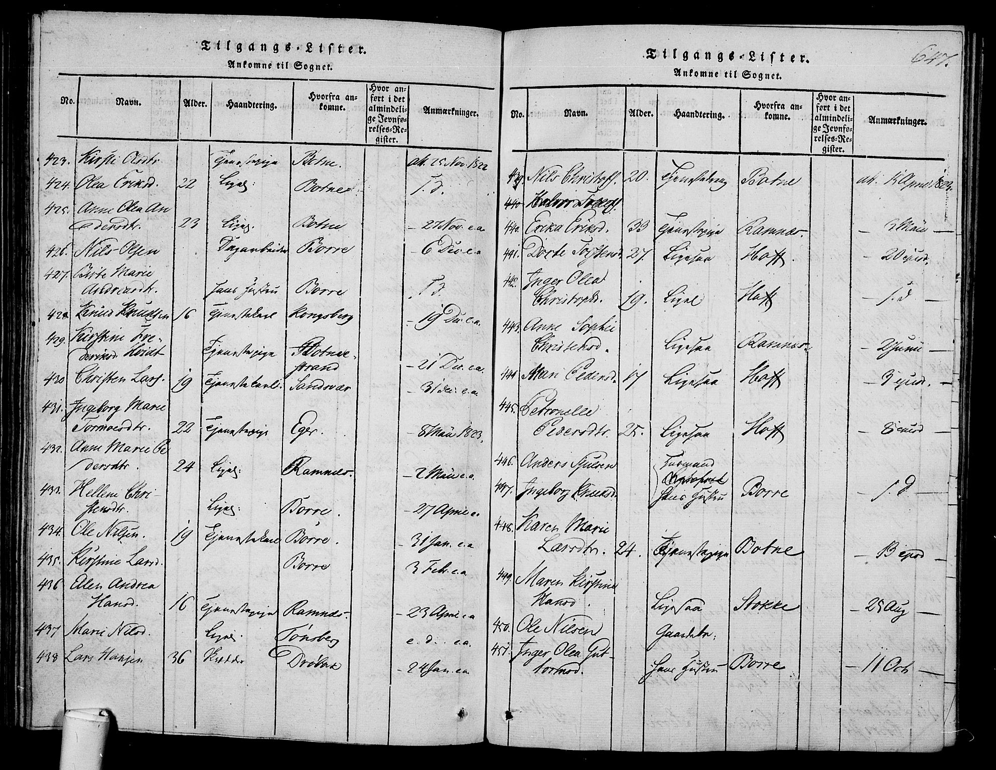 Våle kirkebøker, SAKO/A-334/F/Fa/L0007: Parish register (official) no. I 7, 1814-1824, p. 646-647