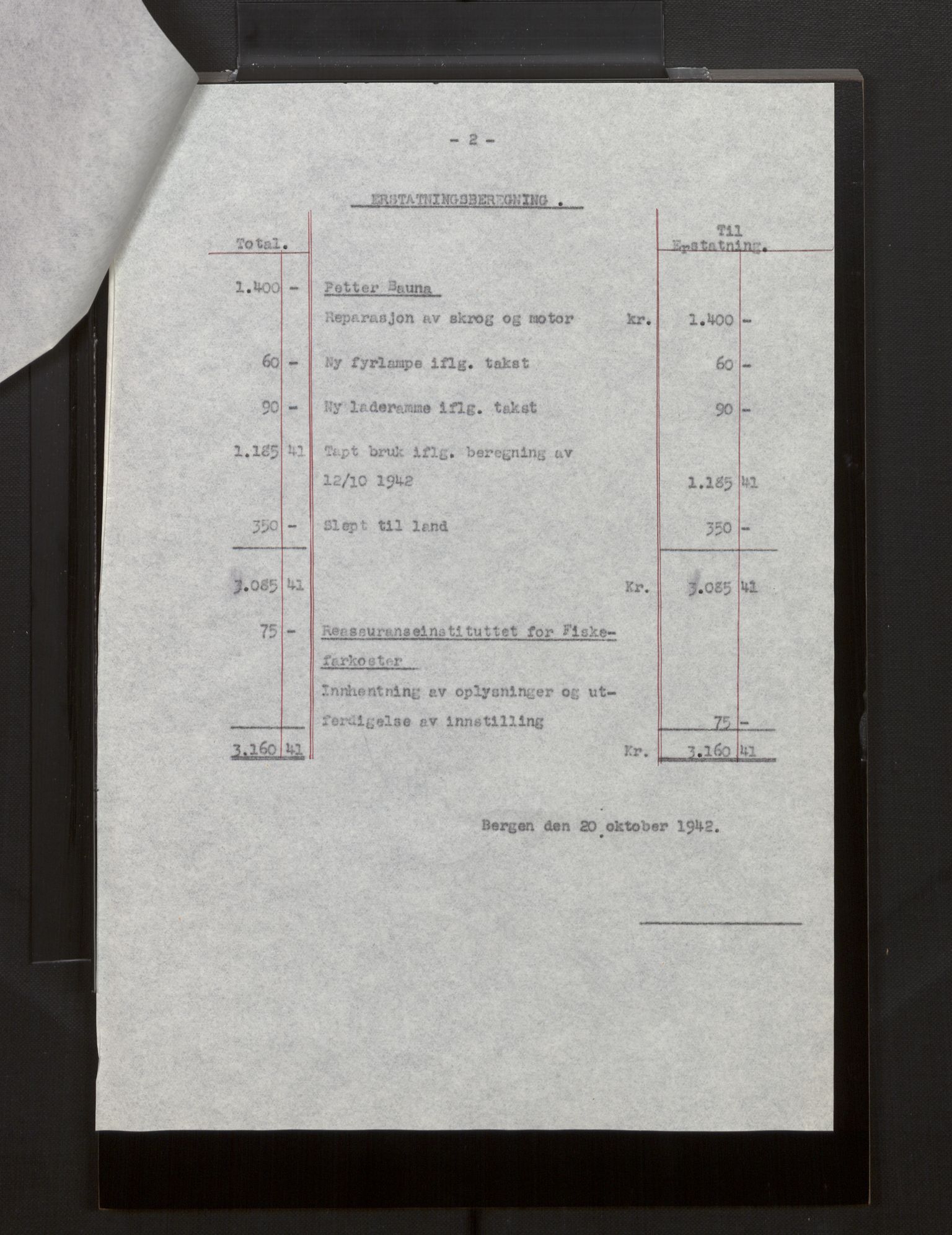 Fiskeridirektoratet - 1 Adm. ledelse - 13 Båtkontoret, AV/SAB-A-2003/La/L0008: Statens krigsforsikring for fiskeflåten, 1936-1971, p. 307