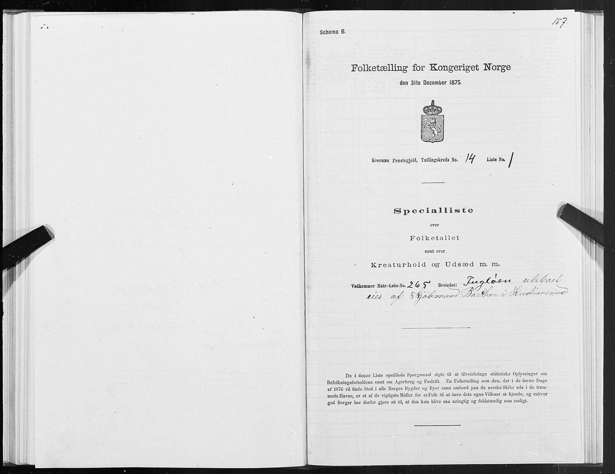 SAT, 1875 census for 1553P Kvernes, 1875, p. 7157