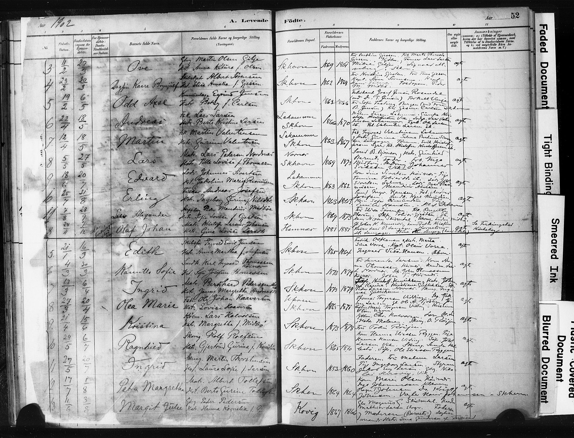 Skudenes sokneprestkontor, AV/SAST-A -101849/H/Ha/Haa/L0008: Parish register (official) no. A 5, 1882-1912, p. 52