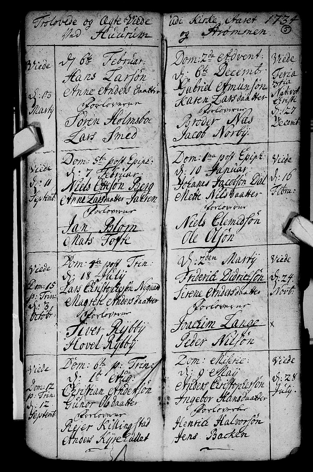 Hurum kirkebøker, AV/SAKO-A-229/F/Fa/L0003: Parish register (official) no. 3, 1733-1757, p. 5