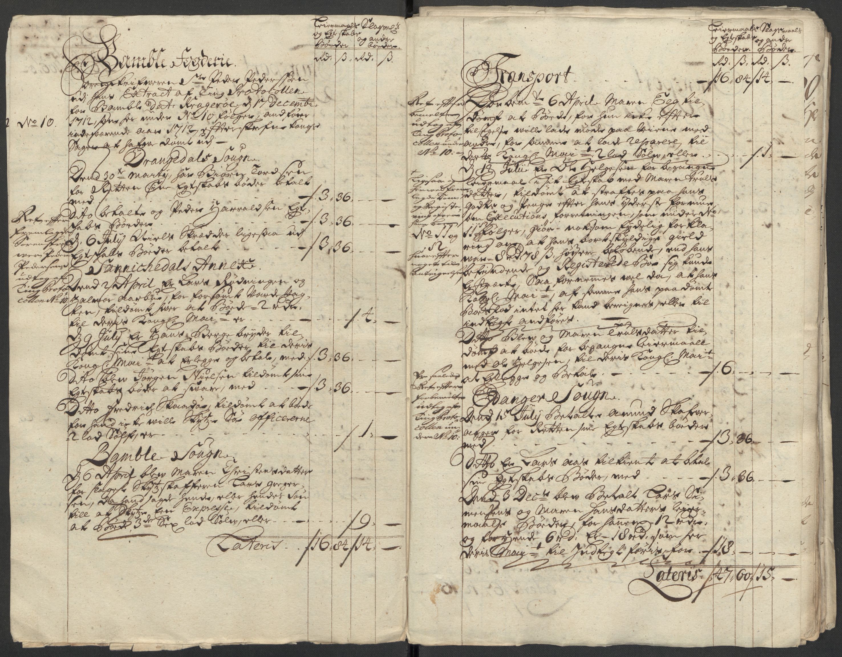 Rentekammeret inntil 1814, Reviderte regnskaper, Fogderegnskap, RA/EA-4092/R36/L2123: Fogderegnskap Øvre og Nedre Telemark og Bamble, 1712, p. 189