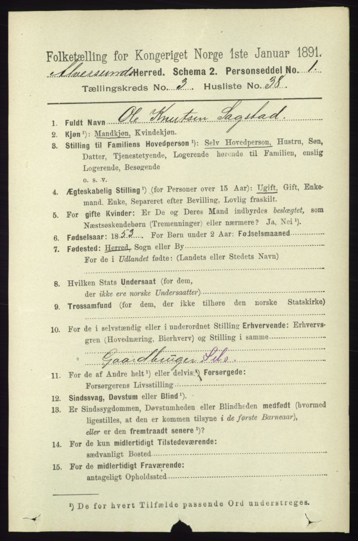RA, 1891 census for 1257 Alversund, 1891, p. 1287