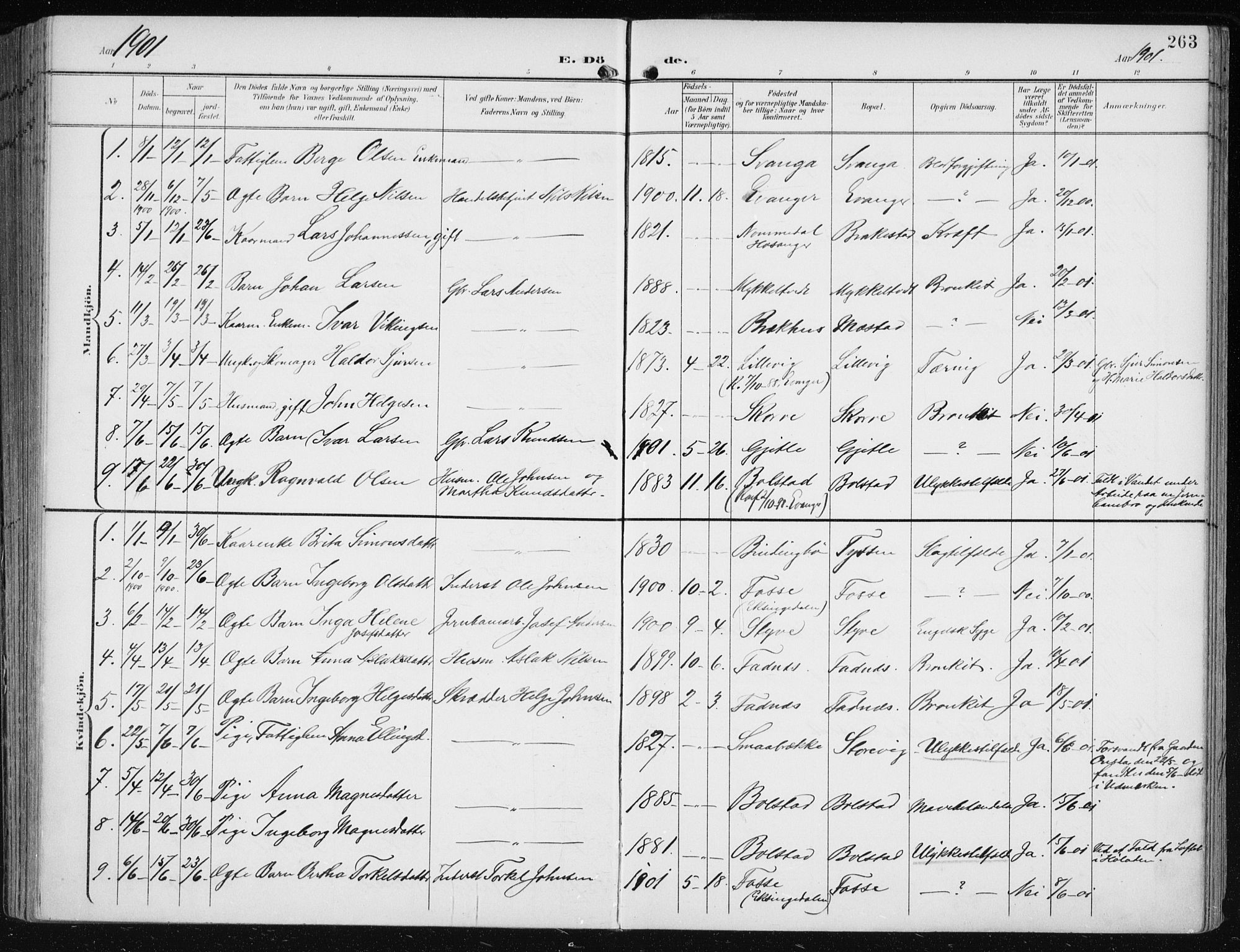 Evanger sokneprestembete, SAB/A-99924: Parish register (official) no. A  3, 1900-1930, p. 263