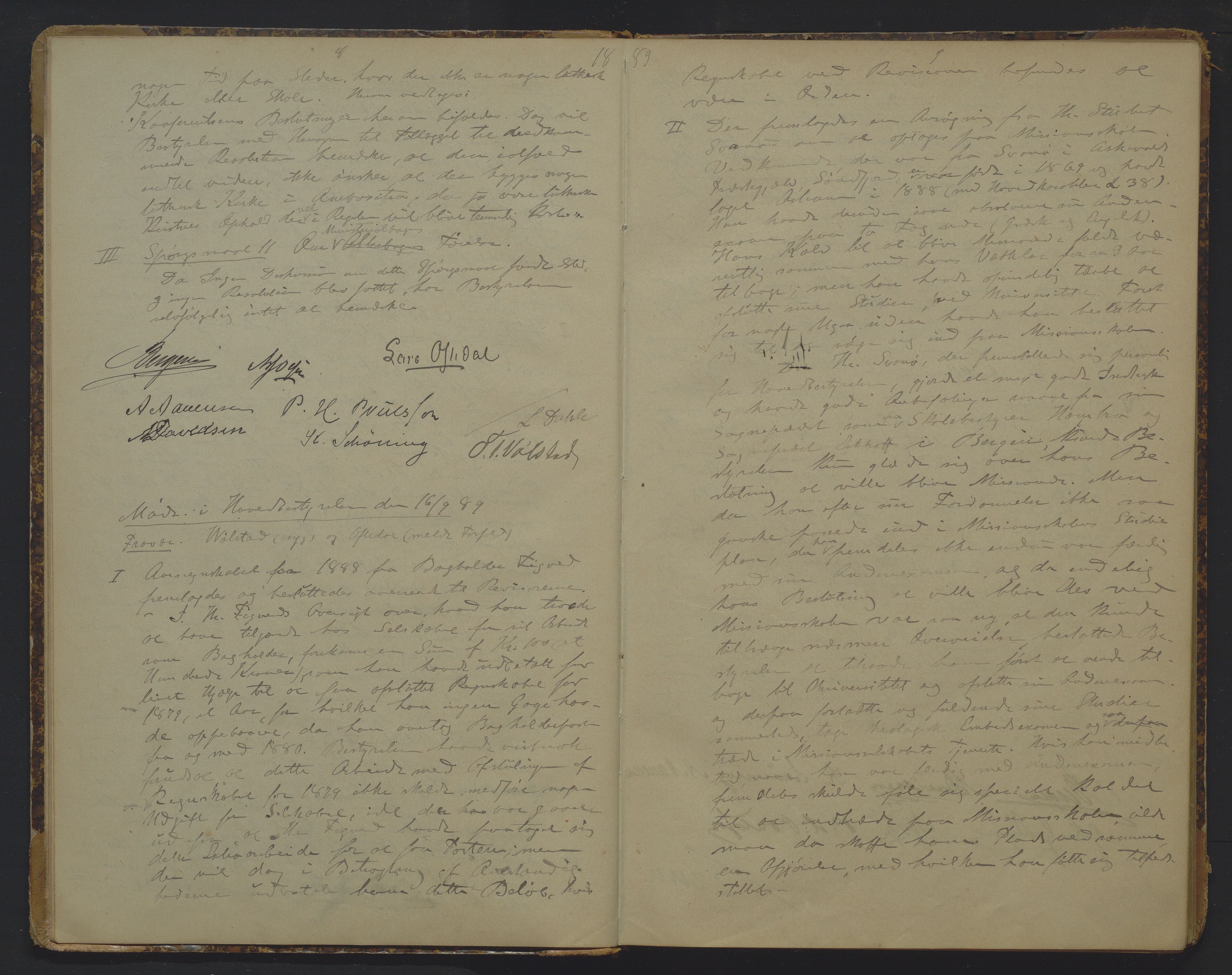Det Norske Misjonsselskap - hovedadministrasjonen, VID/MA-A-1045/D/Da/Daa/L0012: Styreprotokoll nr. VII, 12. august 1889 - 1. februar 1893, 1889-1893, p. 8-9