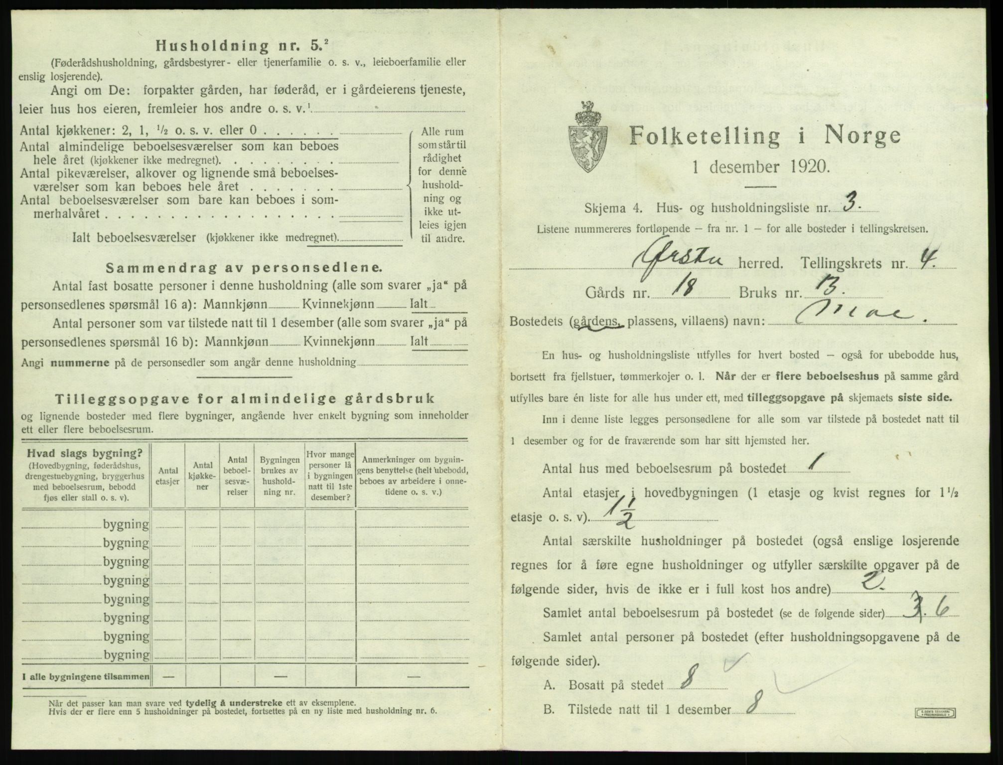 SAT, 1920 census for Ørsta, 1920, p. 452