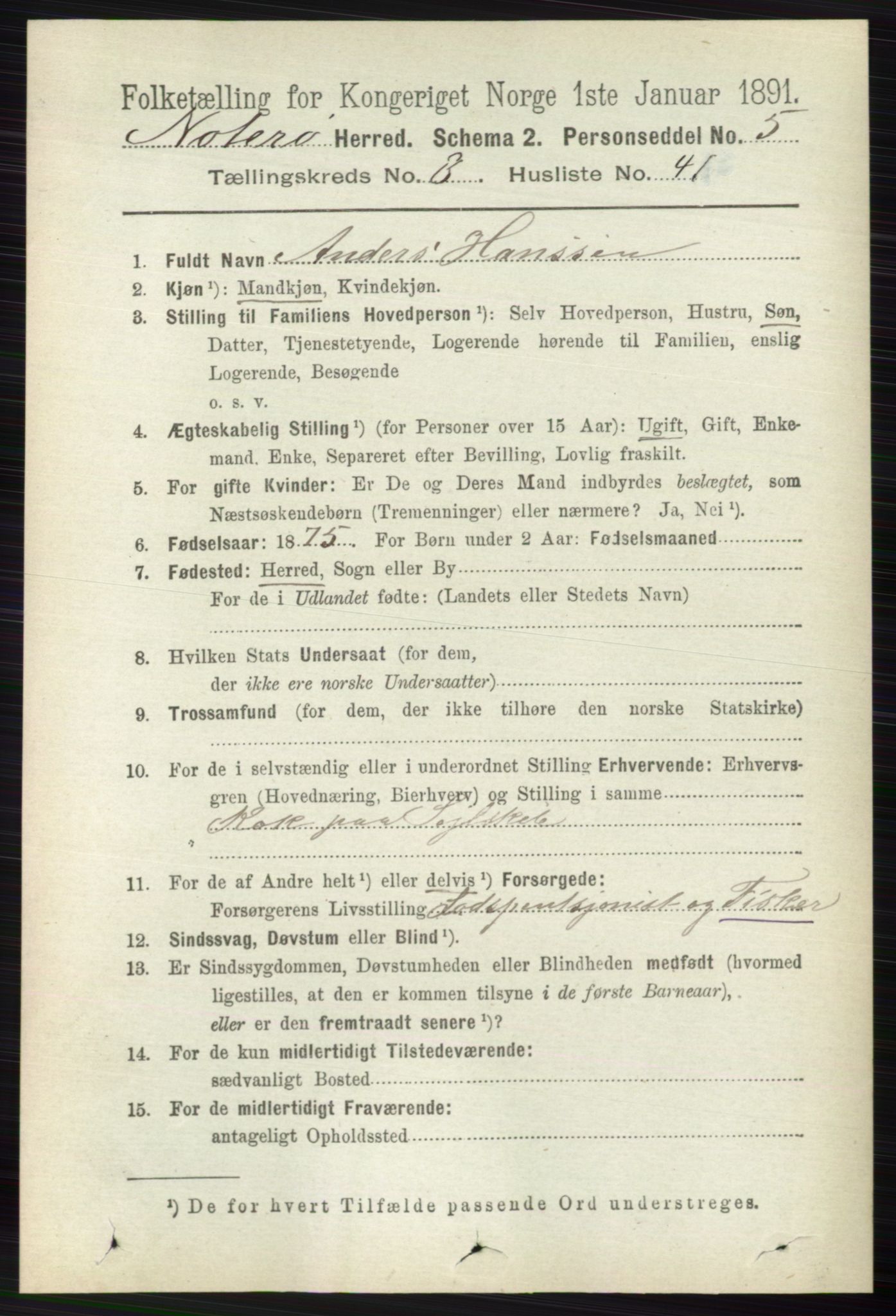 RA, 1891 census for 0722 Nøtterøy, 1891, p. 4096