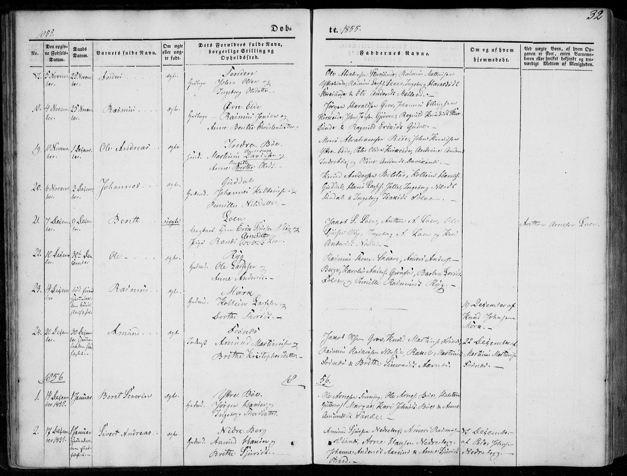 Stryn Sokneprestembete, SAB/A-82501: Parish register (official) no. A 2, 1844-1861, p. 32