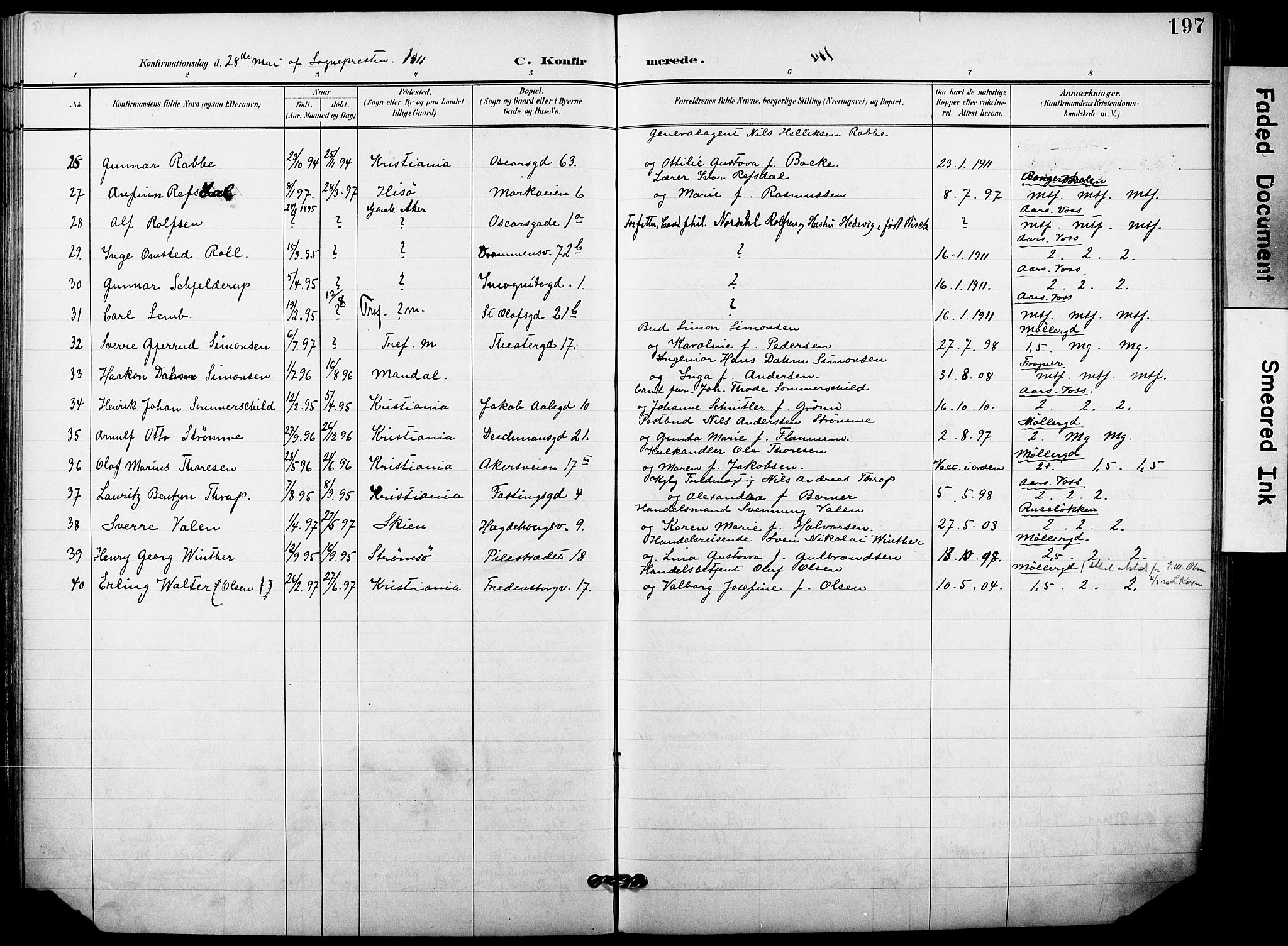 Trefoldighet prestekontor Kirkebøker, AV/SAO-A-10882/F/Fb/L0004: Parish register (official) no. II 4, 1896-1915, p. 197