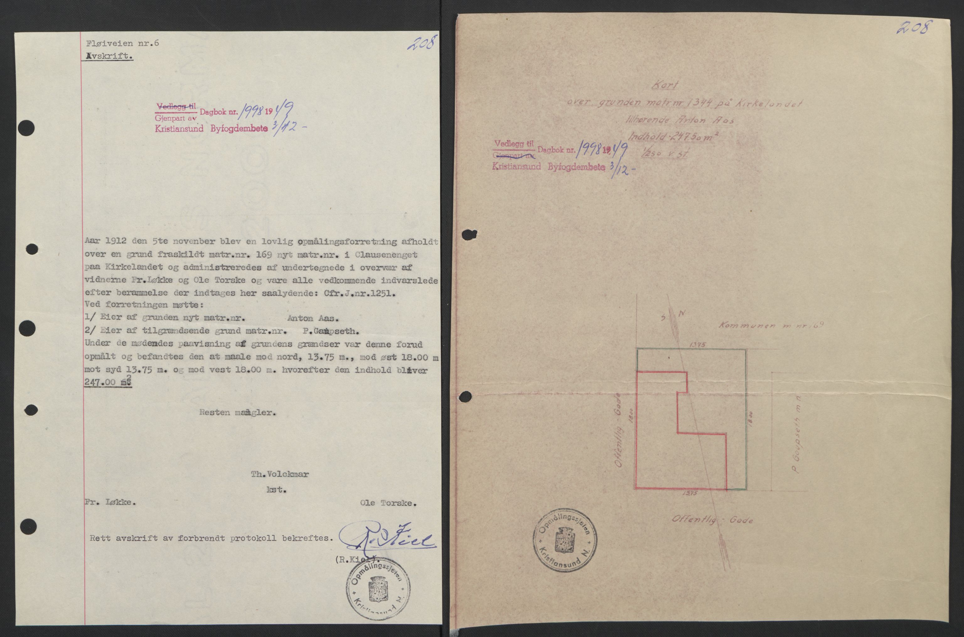 Kristiansund byfogd, AV/SAT-A-4587/A/27: Mortgage book no. 42, 1947-1950, Diary no: : 1998/1949