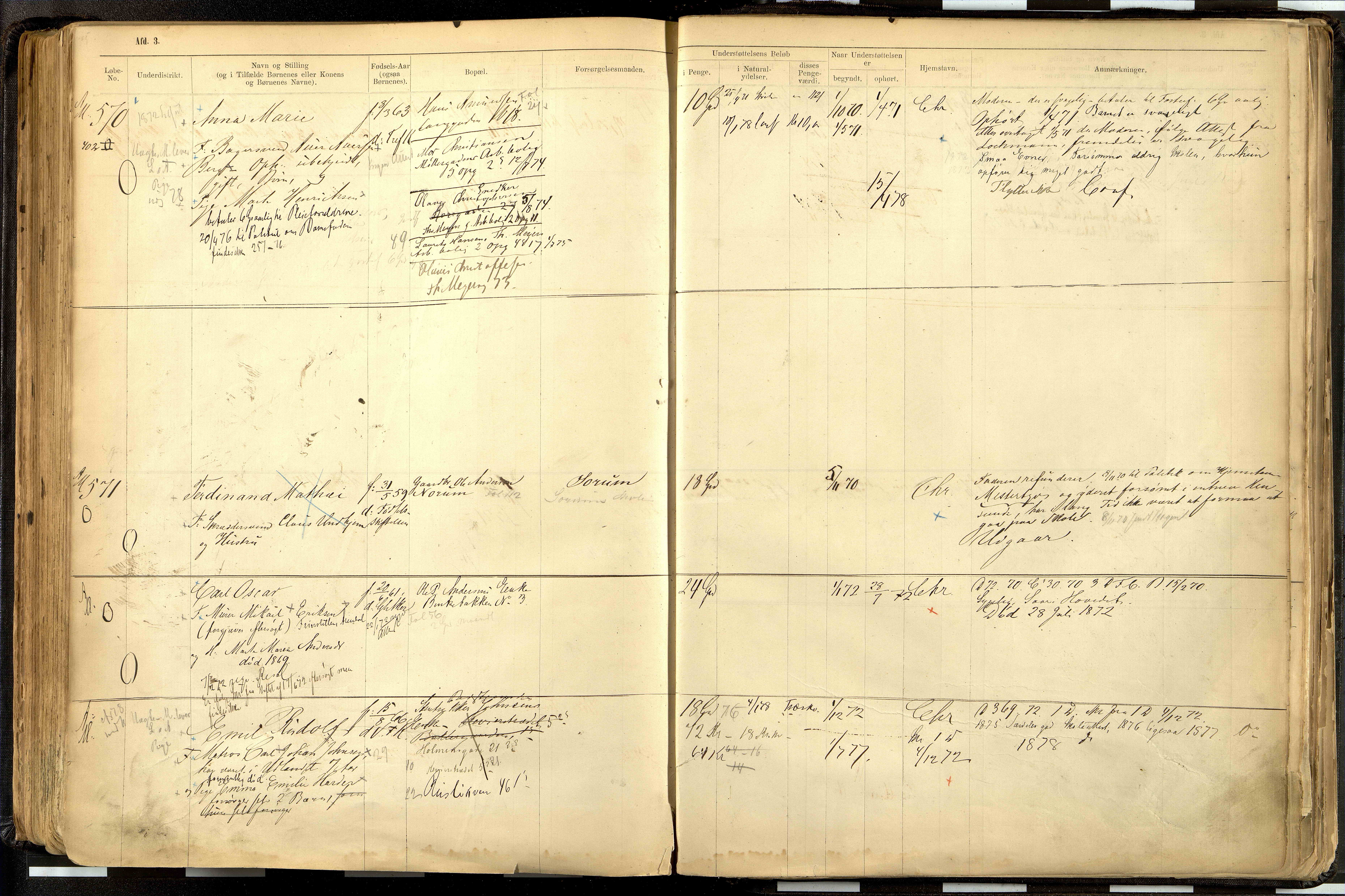 Fattigvesenet, OBA/A-20045/H/Hd/L0001: Manntallsprotokoll. Mnr. 1-644, 1865-1879, p. 288