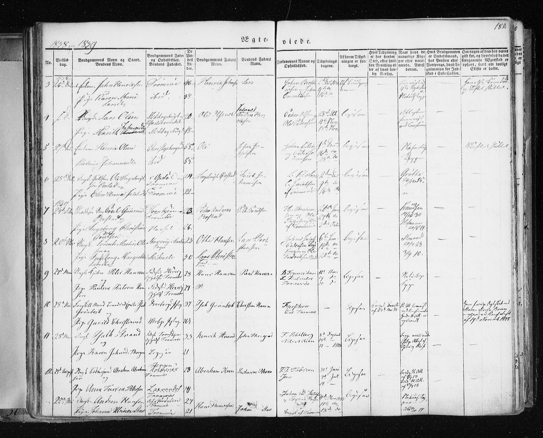 Tromsø sokneprestkontor/stiftsprosti/domprosti, AV/SATØ-S-1343/G/Ga/L0009kirke: Parish register (official) no. 9, 1837-1847, p. 182