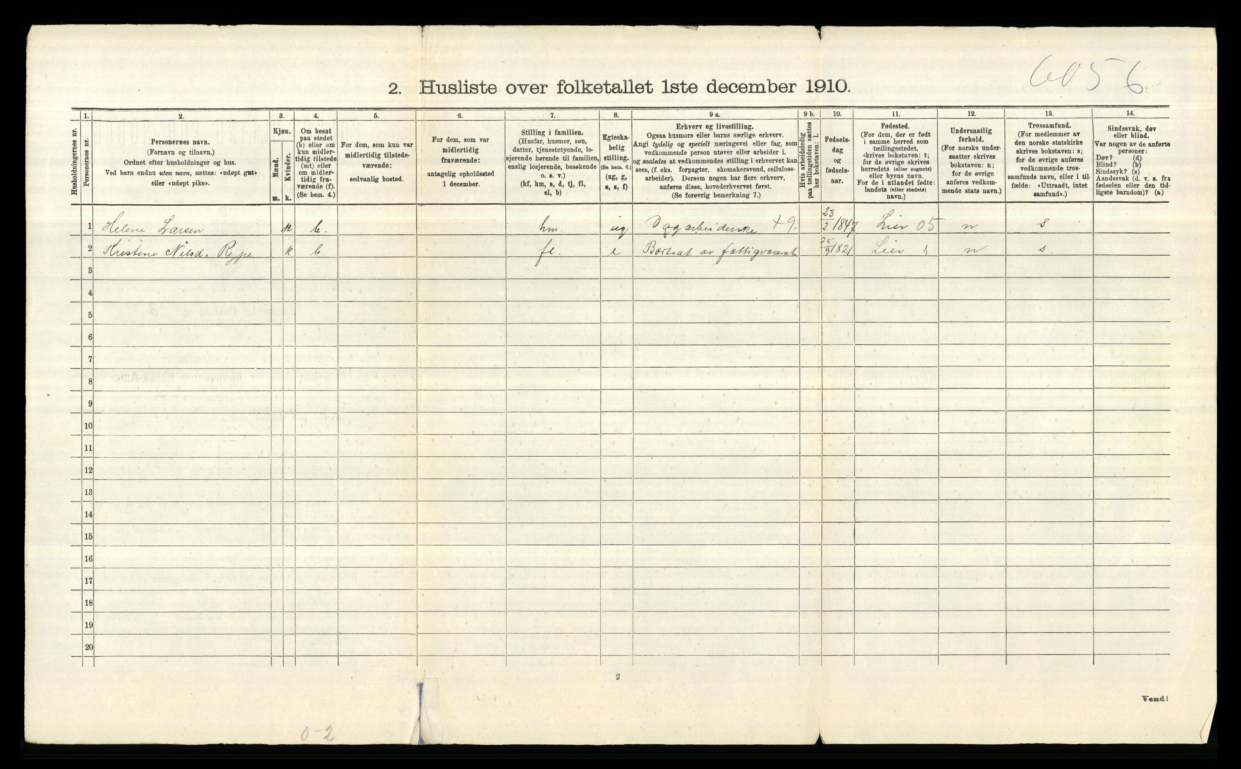 RA, 1910 census for Asker, 1910, p. 565