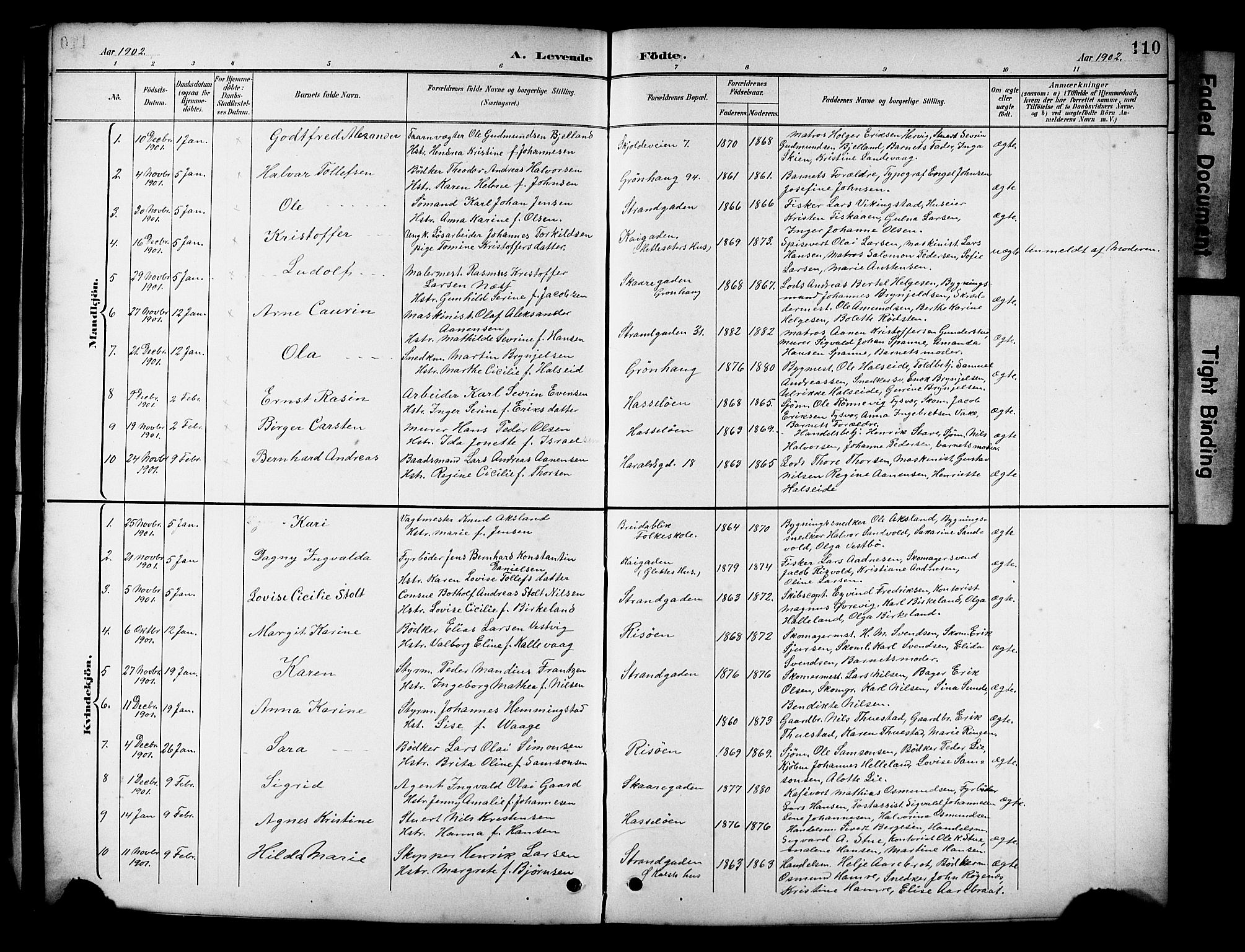 Haugesund sokneprestkontor, SAST/A -101863/H/Ha/Hab/L0005: Parish register (copy) no. B 5, 1894-1908, p. 110