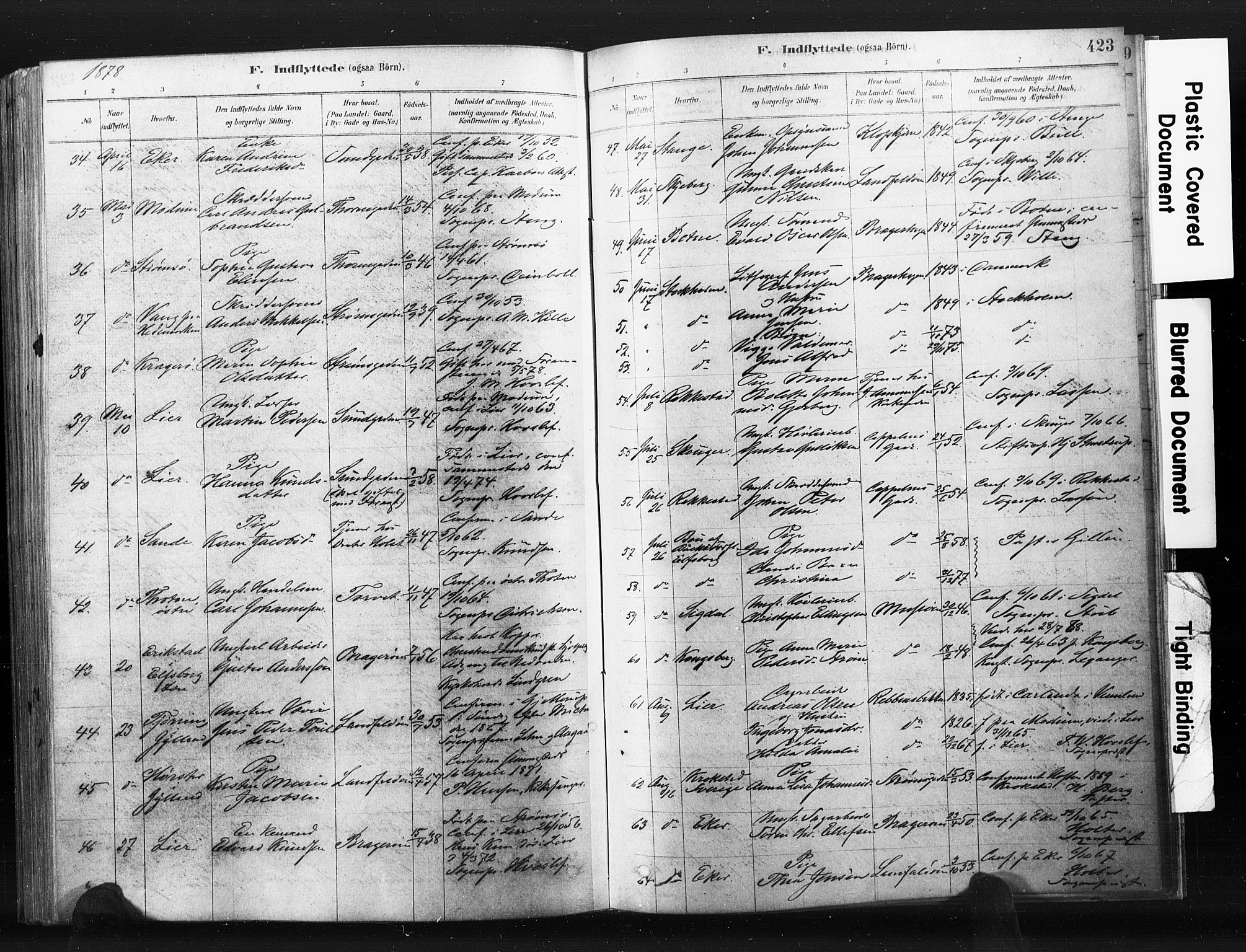 Bragernes kirkebøker, SAKO/A-6/F/Fb/L0006b: Parish register (official) no. II 6B, 1878-1885, p. 423