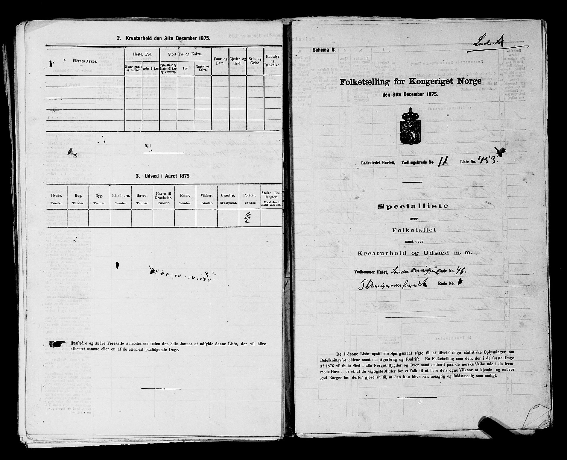 SAKO, 1875 census for 0703P Horten, 1875, p. 1016