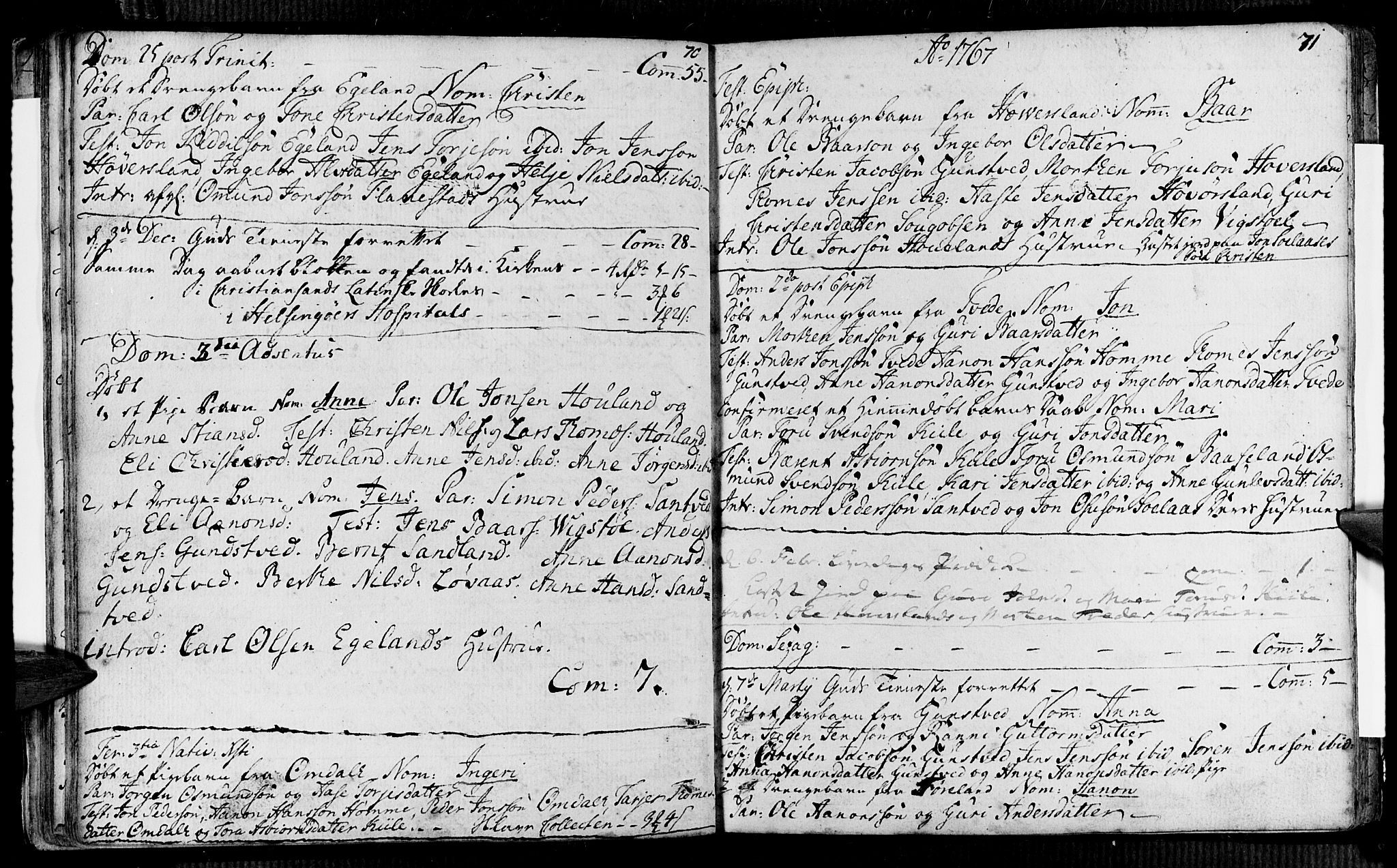 Vennesla sokneprestkontor, AV/SAK-1111-0045/Fa/Faa/L0001: Parish register (official) no. A 1, 1753-1785, p. 70-71