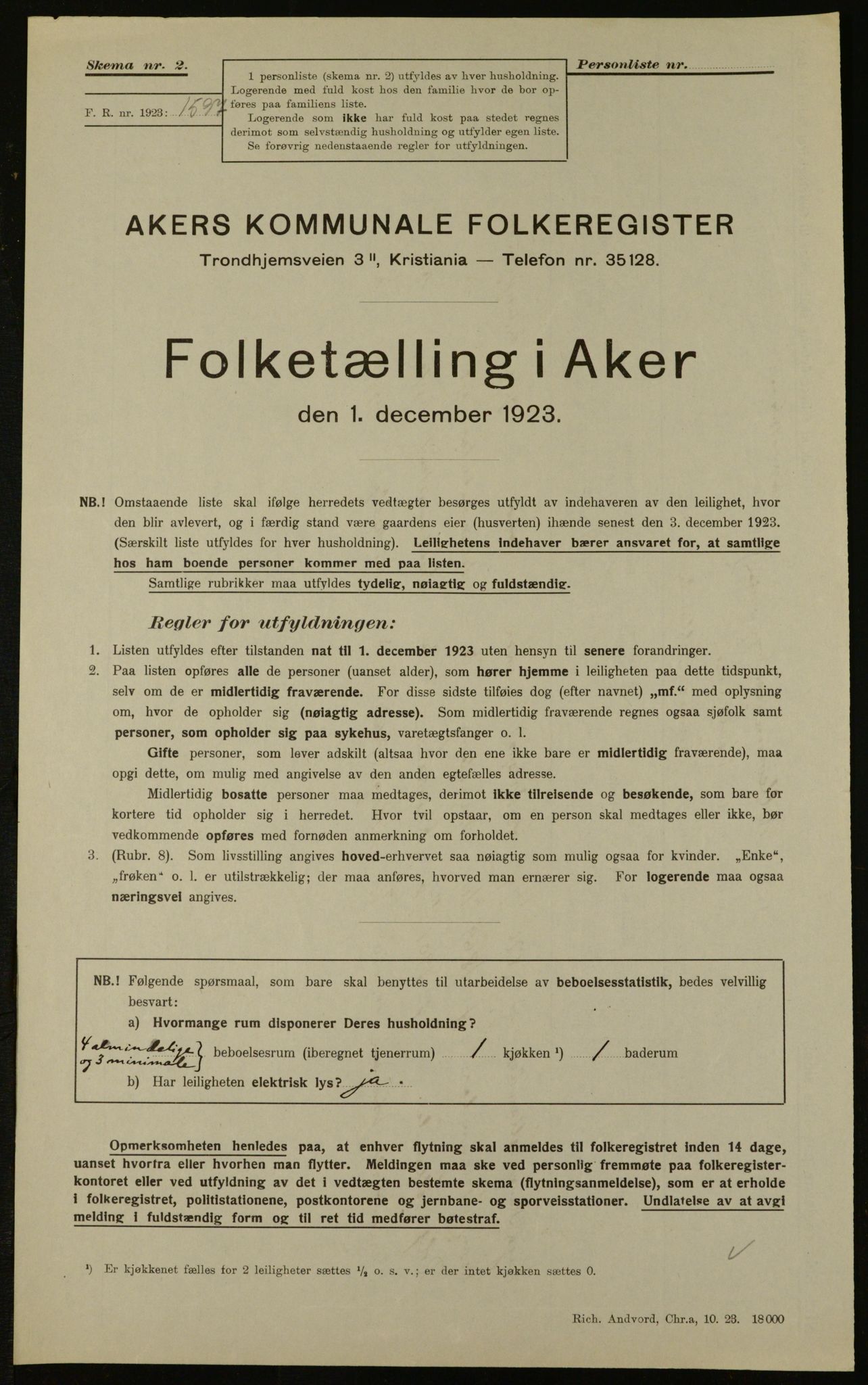 , Municipal Census 1923 for Aker, 1923, p. 17903