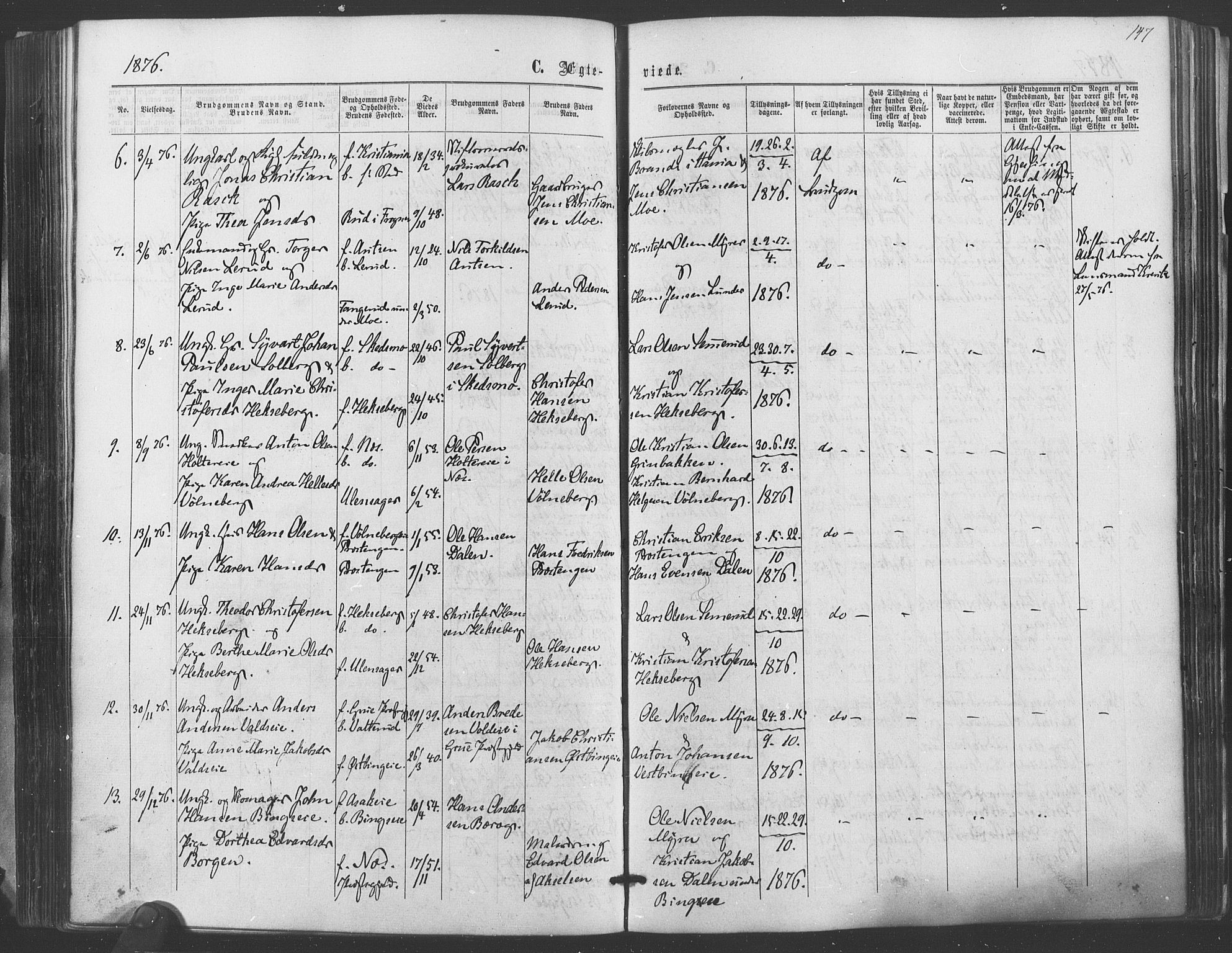 Sørum prestekontor Kirkebøker, AV/SAO-A-10303/F/Fa/L0006: Parish register (official) no. I 6, 1864-1877, p. 147